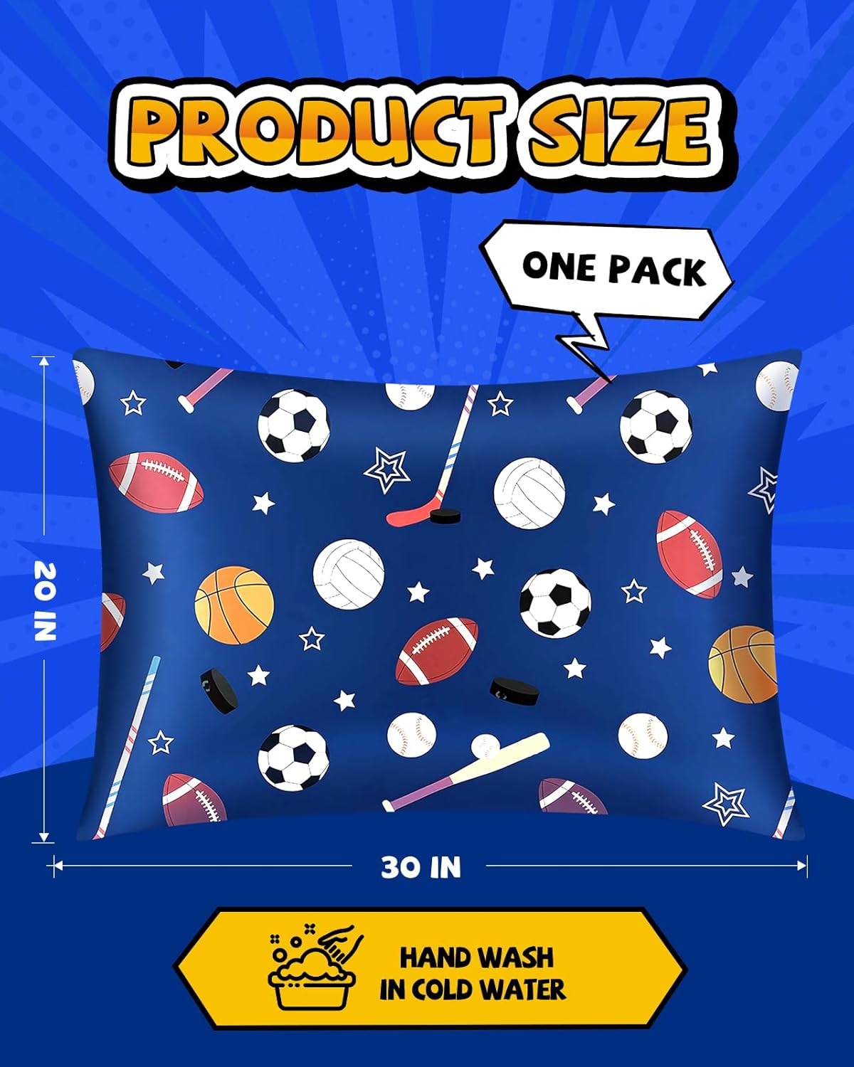 image:imageMiss Adola 1Pc Silk Pillowcase for Kids 30x20 Queen 19 Momme Mulberry Silk Pillow Case with Hidden Zipper for Hair and Skin Cute Cartoon for Toddlers Teens Boys Girls Pink Girl ShadowBlue Ballgame