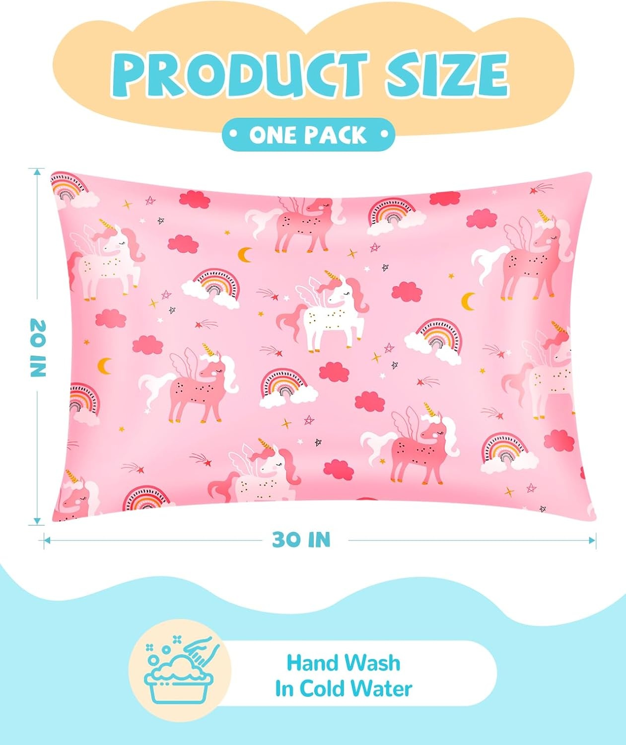 image:imageMiss Adola 1Pc Silk Pillowcase for Kids 30x20 Queen 19 Momme Mulberry Silk Pillow Case with Hidden Zipper for Hair and Skin Cute Cartoon for Toddlers Teens Boys Girls Pink Girl ShadowRainbow Unicorn