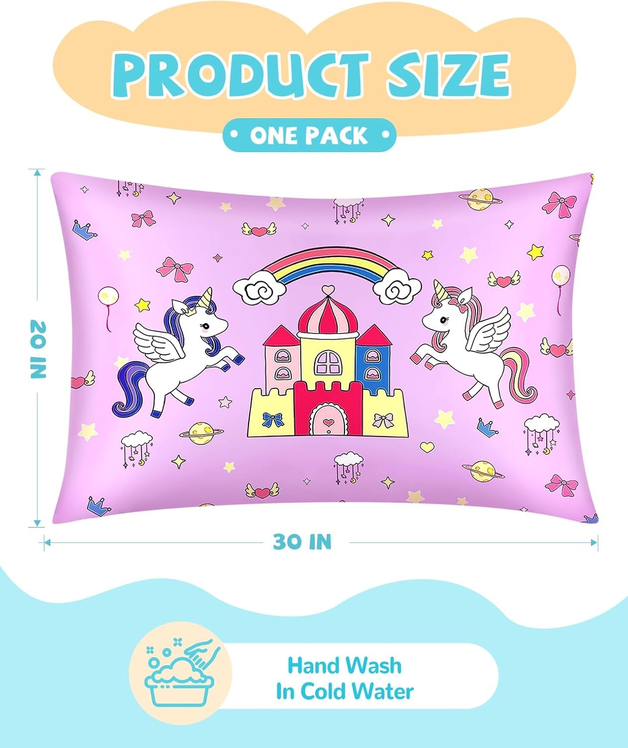 image:imageMiss Adola 1Pc Silk Pillowcase for Kids 30x20 Queen 19 Momme Mulberry Silk Pillow Case with Hidden Zipper for Hair and Skin Cute Cartoon for Toddlers Teens Boys Girls Pink Girl ShadowCouple Unicorn