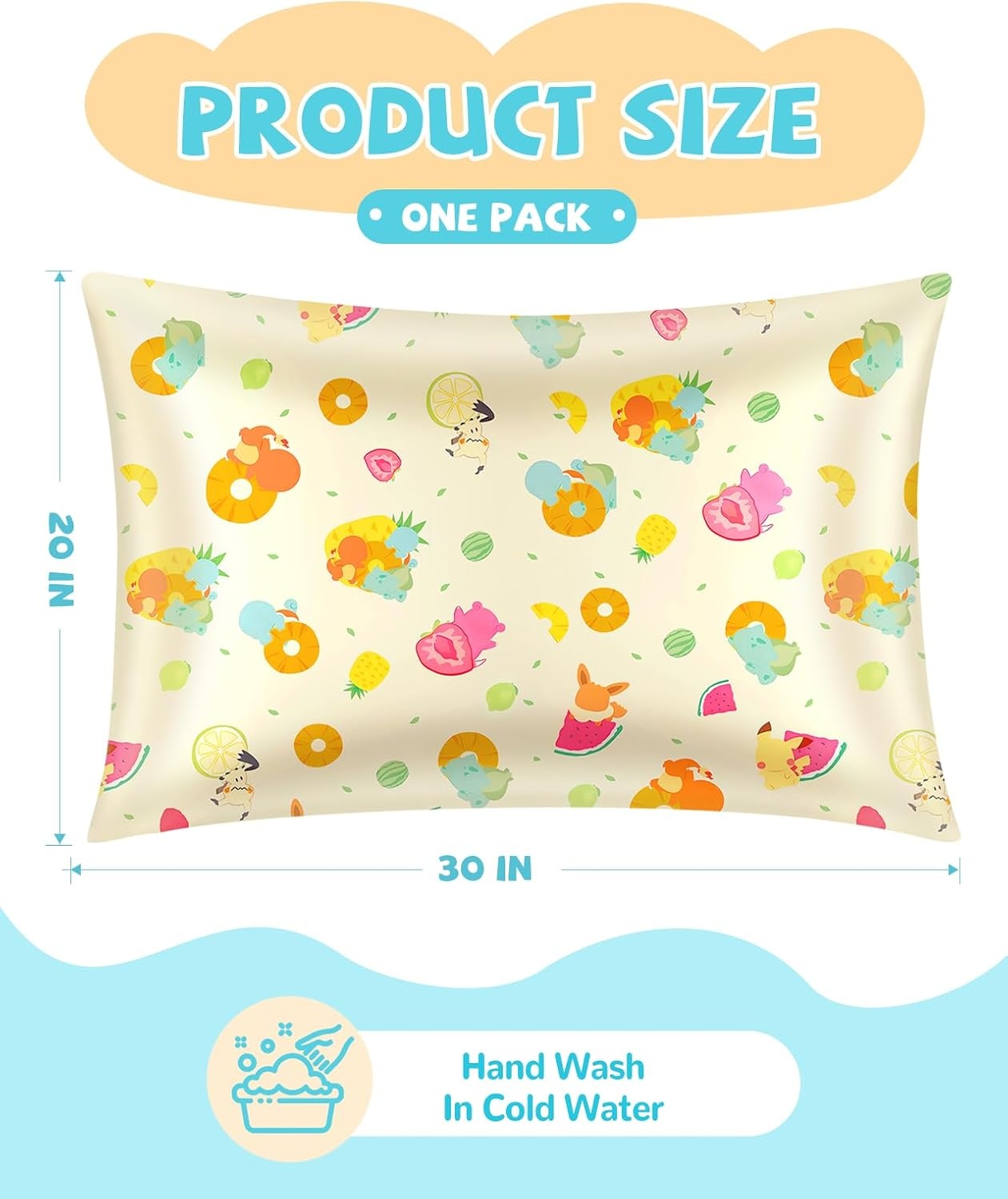 image:imageMiss Adola 1Pc Silk Pillowcase for Kids 30x20 Queen 19 Momme Mulberry Silk Pillow Case with Hidden Zipper for Hair and Skin Cute Cartoon for Toddlers Teens Boys Girls Pink Girl ShadowBkm Fruit