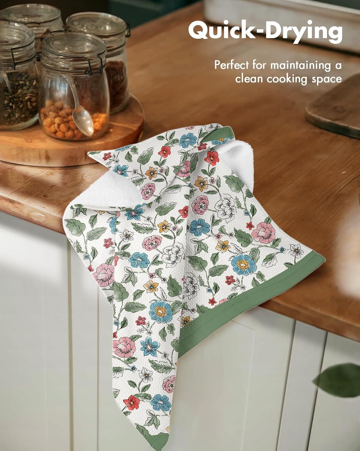 image:imageMiss Adola 2pcs Waffle Kitchen Towels 16x26 Inch Cotton Waffle Weave Dish Cloths Set of 2 with Hanging Loop Absorbent Hand Tea Towels Fruits Design for Housewarming Gift CitrusVibrant Botanical