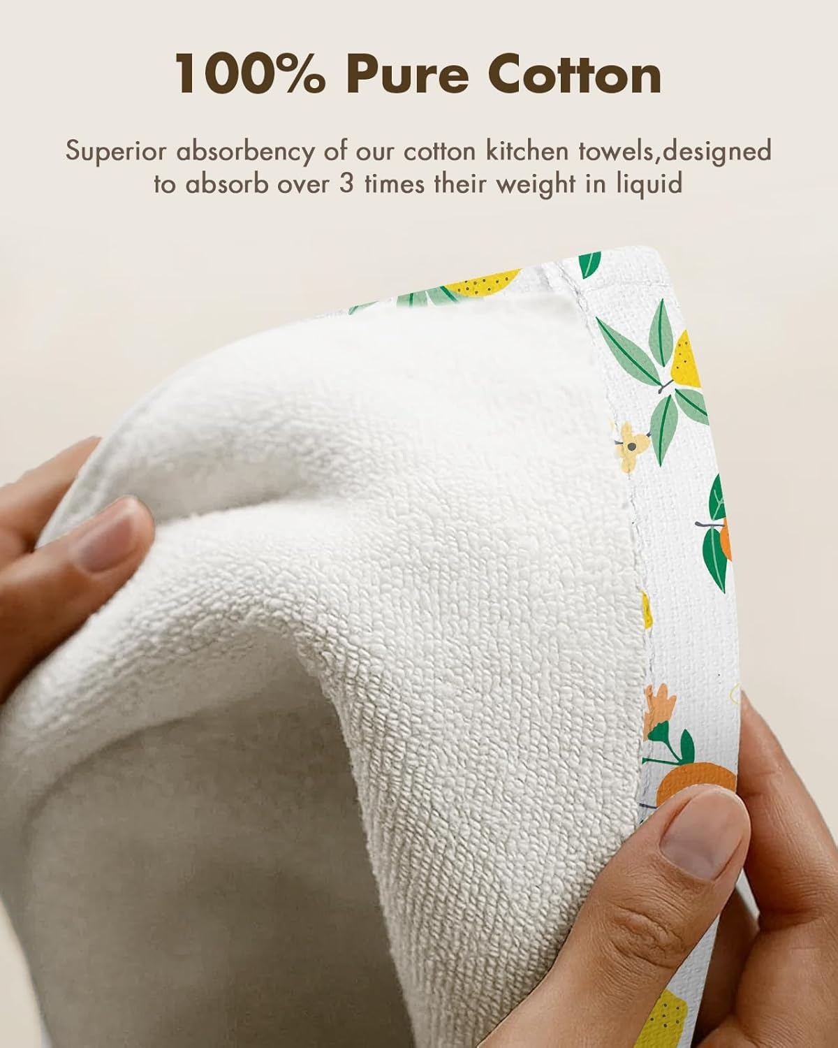 image:imageMiss Adola 2pcs Waffle Kitchen Towels 16x26 Inch Cotton Waffle Weave Dish Cloths Set of 2 with Hanging Loop Absorbent Hand Tea Towels Fruits Design for Housewarming Gift CitrusCitrus
