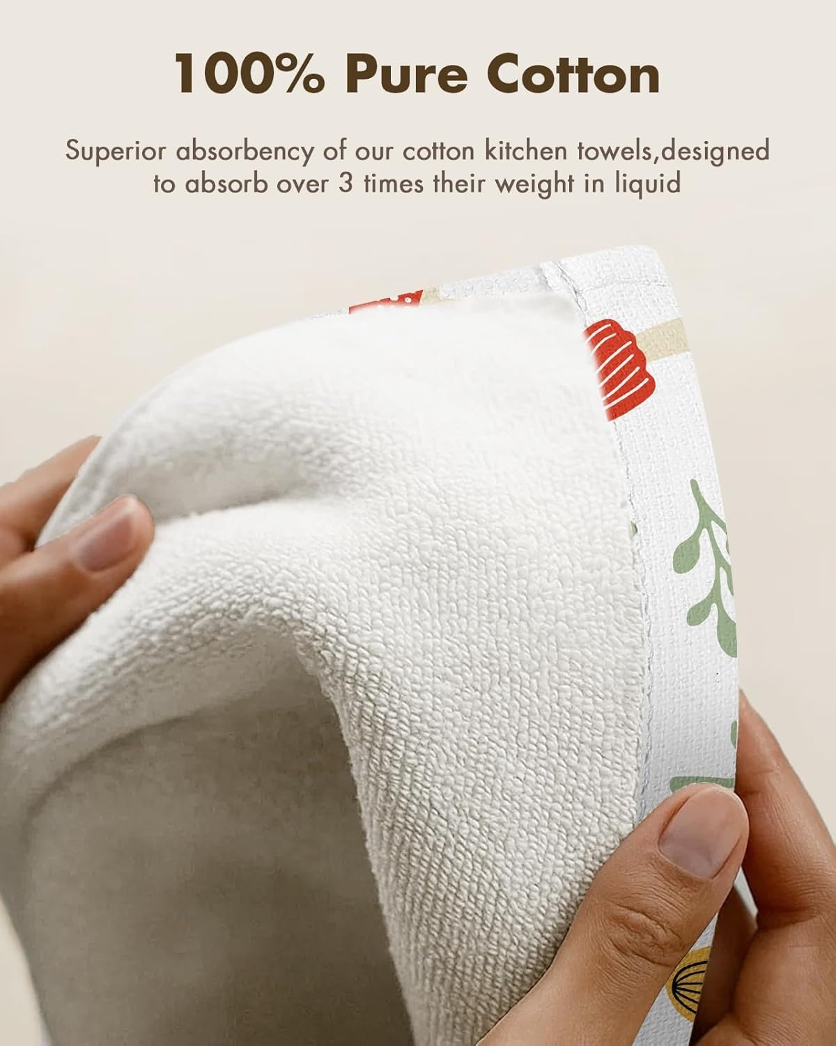 image:imageMiss Adola 2pcs Waffle Kitchen Towels 16x26 Inch Cotton Waffle Weave Dish Cloths Set of 2 with Hanging Loop Absorbent Hand Tea Towels Fruits Design for Housewarming Gift CitrusMushroom