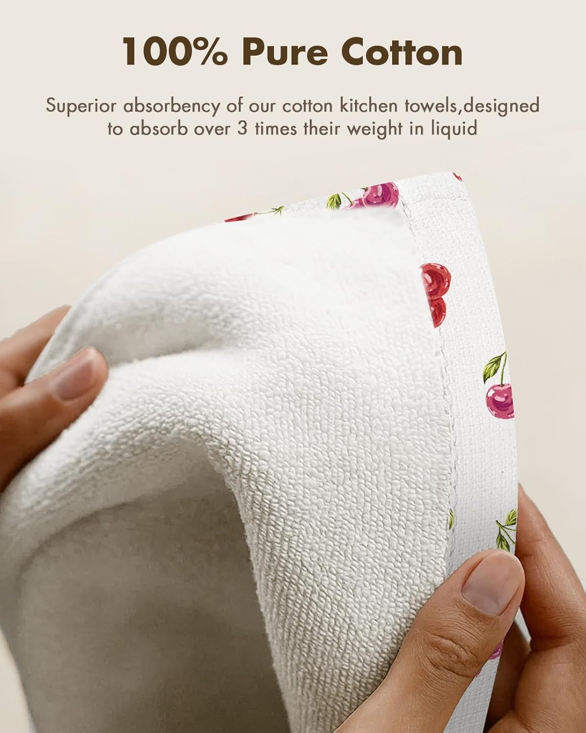 image:imageMiss Adola 2pcs Waffle Kitchen Towels 16x26 Inch Cotton Waffle Weave Dish Cloths Set of 2 with Hanging Loop Absorbent Hand Tea Towels Fruits Design for Housewarming Gift CitrusCherry