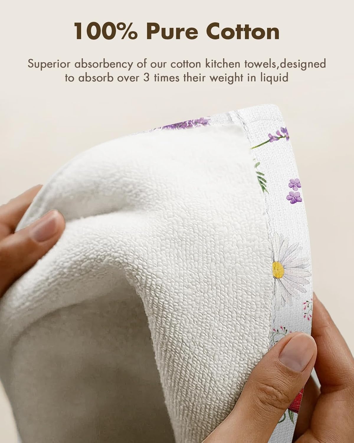 image:imageMiss Adola 2pcs Waffle Kitchen Towels 16x26 Inch Cotton Waffle Weave Dish Cloths Set of 2 with Hanging Loop Absorbent Hand Tea Towels Fruits Design for Housewarming Gift CitrusWildflower