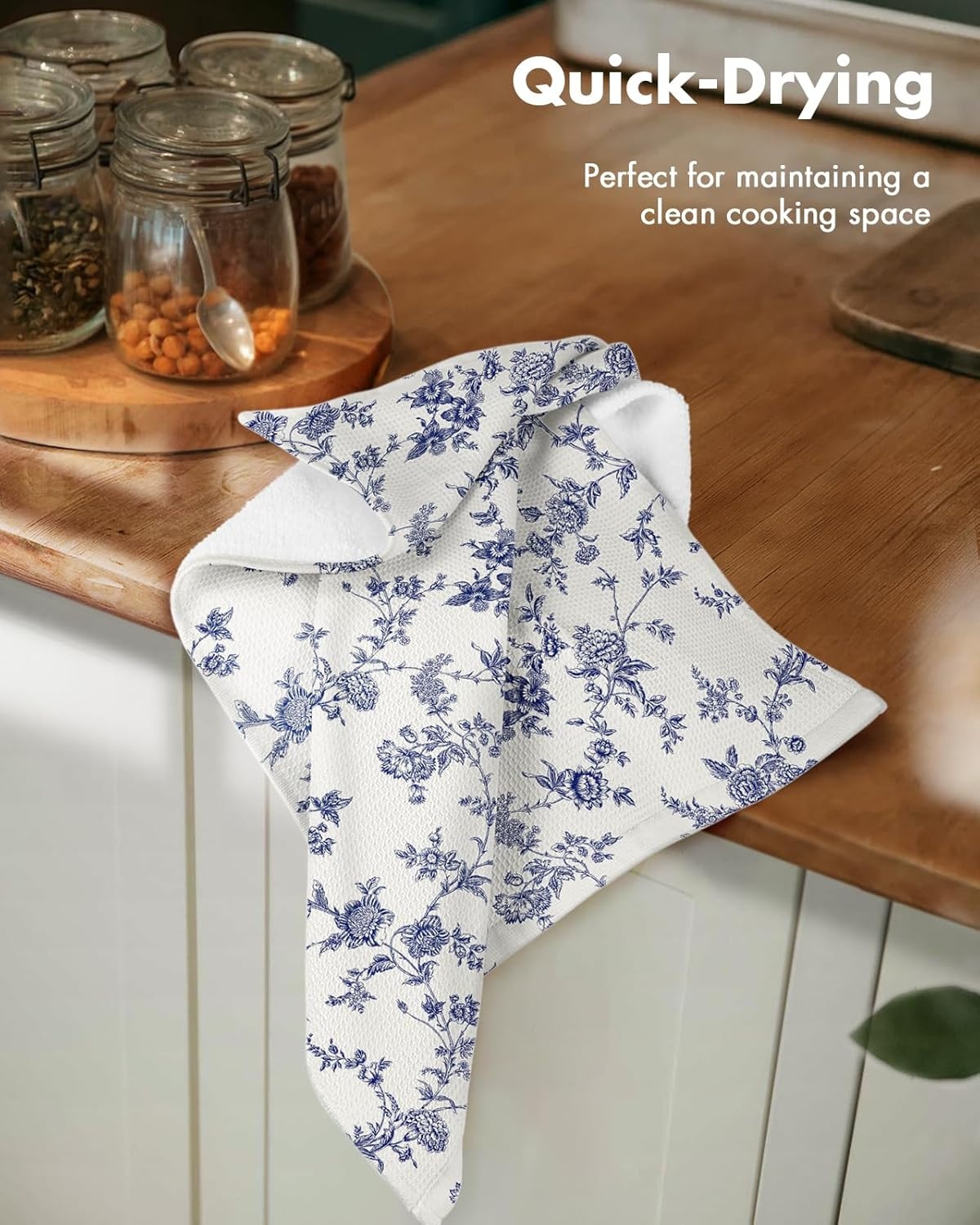 image:imageMiss Adola 2pcs Waffle Kitchen Towels 16x26 Inch Cotton Waffle Weave Dish Cloths Set of 2 with Hanging Loop Absorbent Hand Tea Towels Fruits Design for Housewarming Gift CitrusToile Print