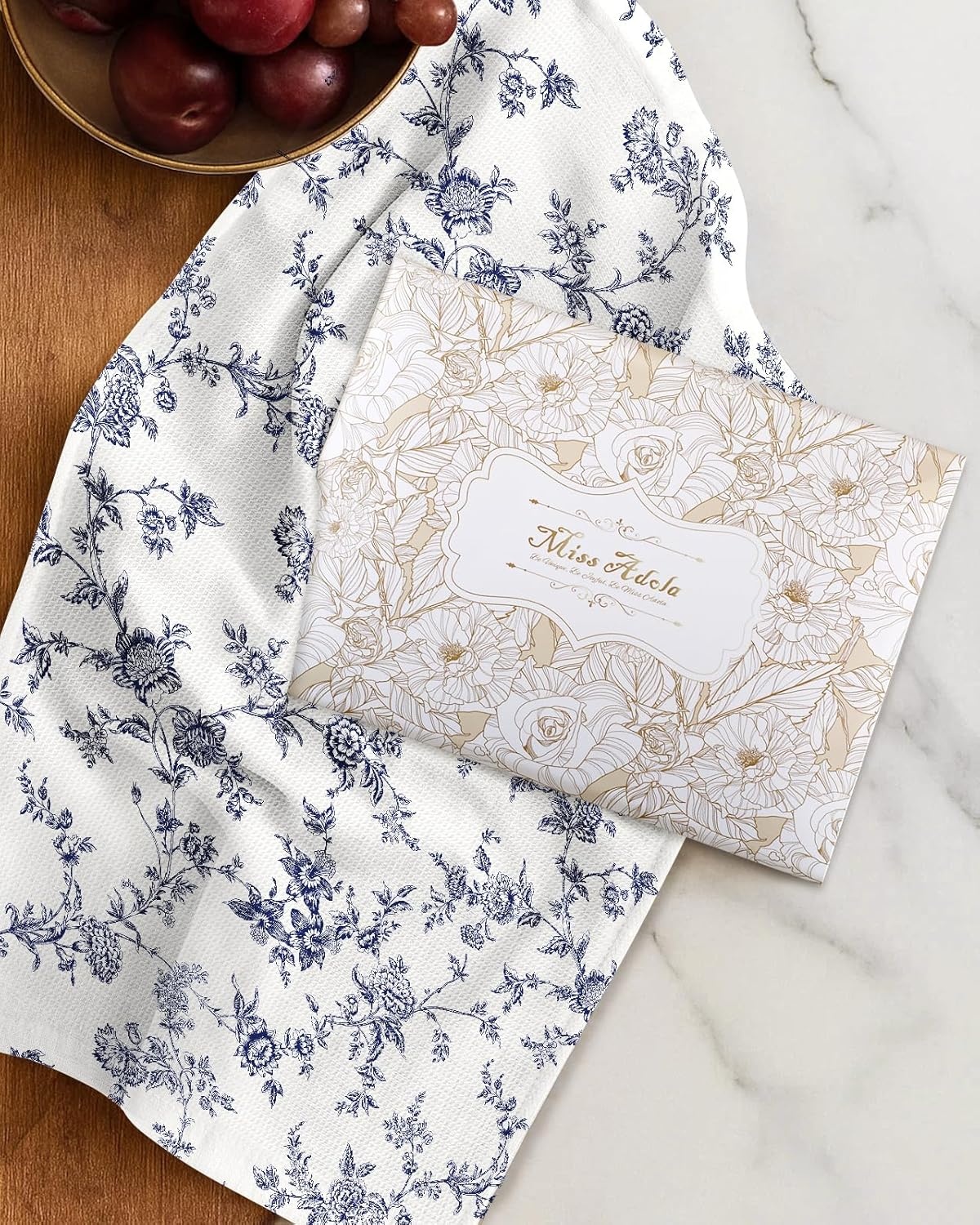 image:imageMiss Adola 2pcs Waffle Kitchen Towels 16x26 Inch Cotton Waffle Weave Dish Cloths Set of 2 with Hanging Loop Absorbent Hand Tea Towels Fruits Design for Housewarming Gift CitrusToile Print