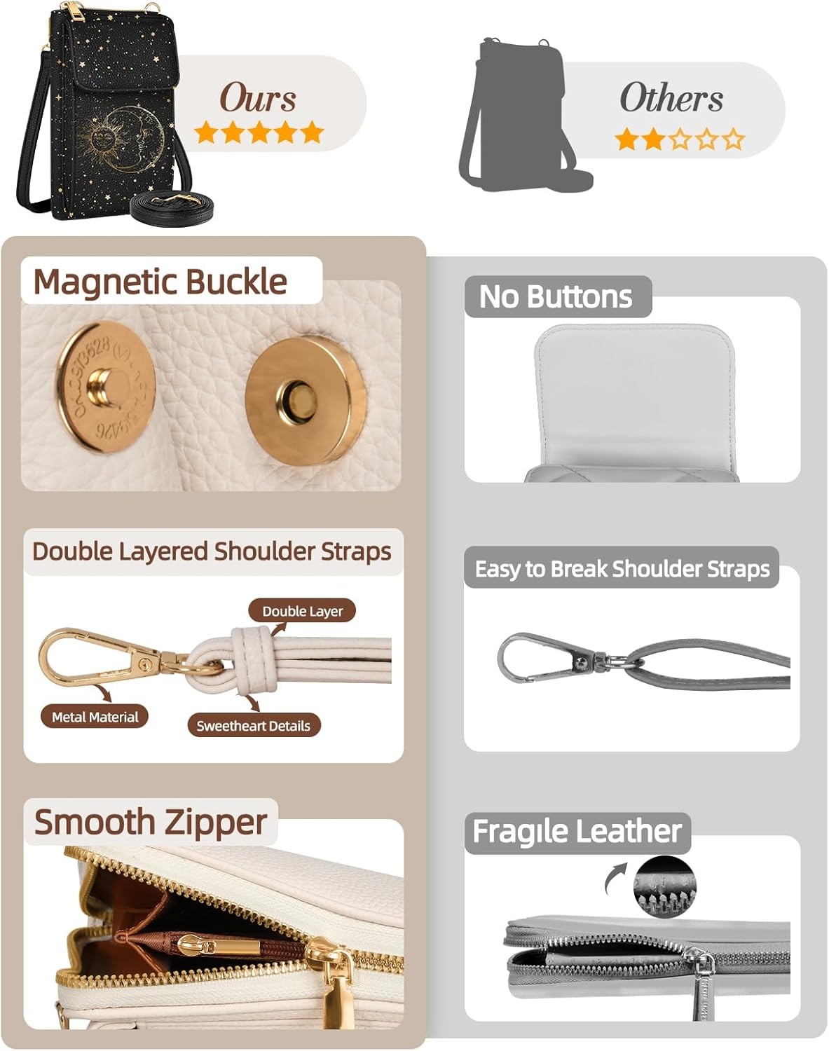 image:imageMiss Adola Cell Phone Purse Crossbody Bags for Women Cute Design Leather Cellphone Bag Small Cross Body Bags Wallet Purses Trendy Aesthetic Pouch for iPhone with Adjustable Strap Vintage FlowerBlack Sun Moon