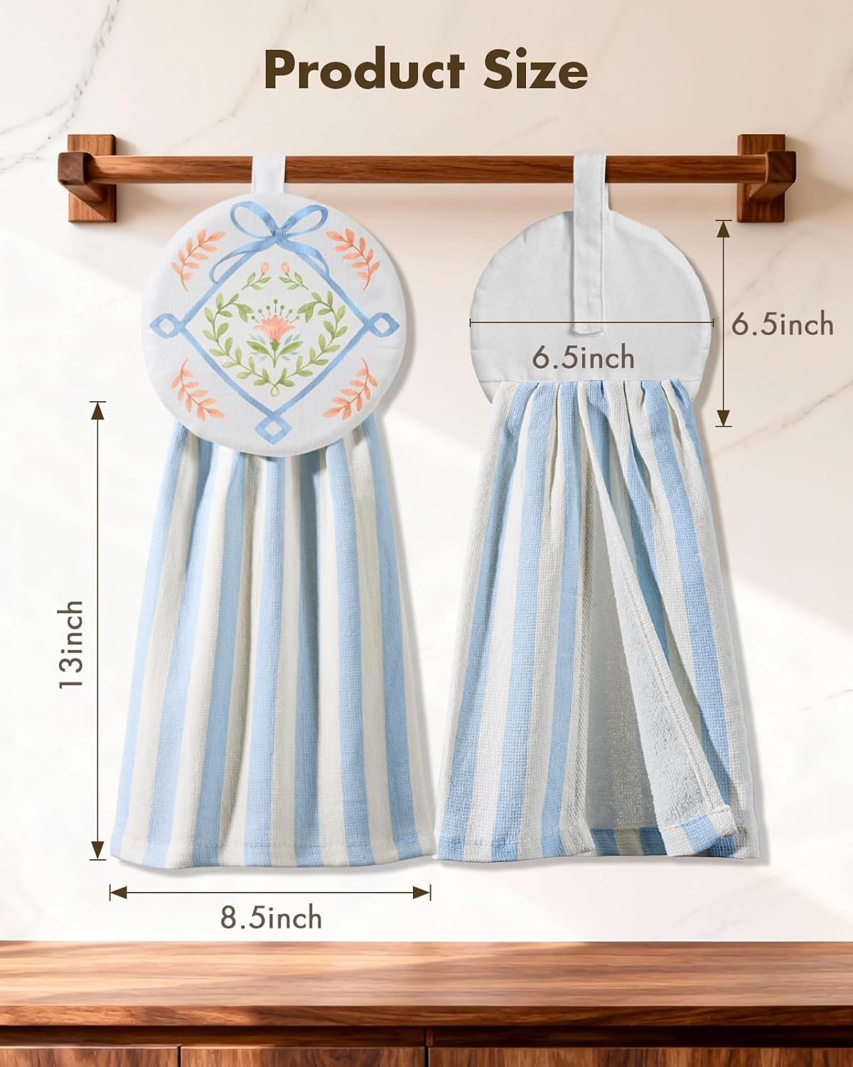 image:imageMiss Adola Cotton Hanging Hand Towels 2pcs Hand Drying Towels for Kitchen Bathroom with Hanging Loop Cute Decorative Soft Terry Cloth Kitchen Towel with Strawberry Design for Housewarming GiftsRustic Chic