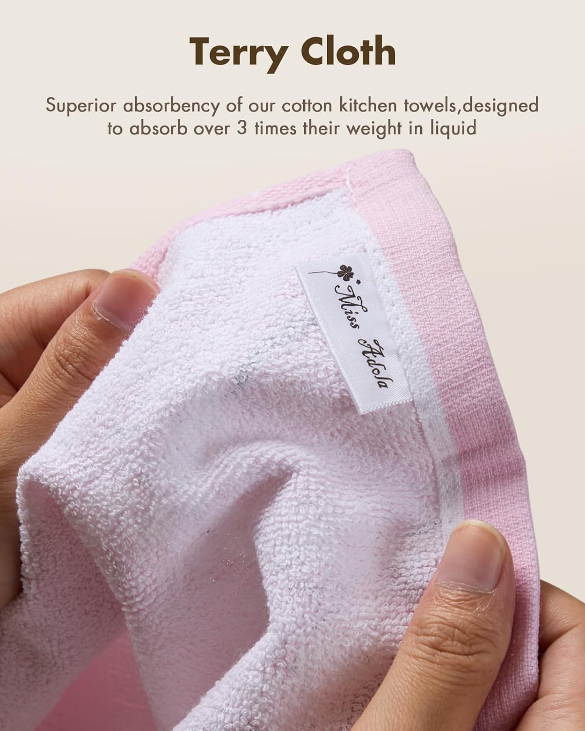 image:imageMiss Adola Cotton Hanging Hand Towels 2pcs Hand Drying Towels for Kitchen Bathroom with Hanging Loop Cute Decorative Soft Terry Cloth Kitchen Towel with Strawberry Design for Housewarming GiftsPink Blossom