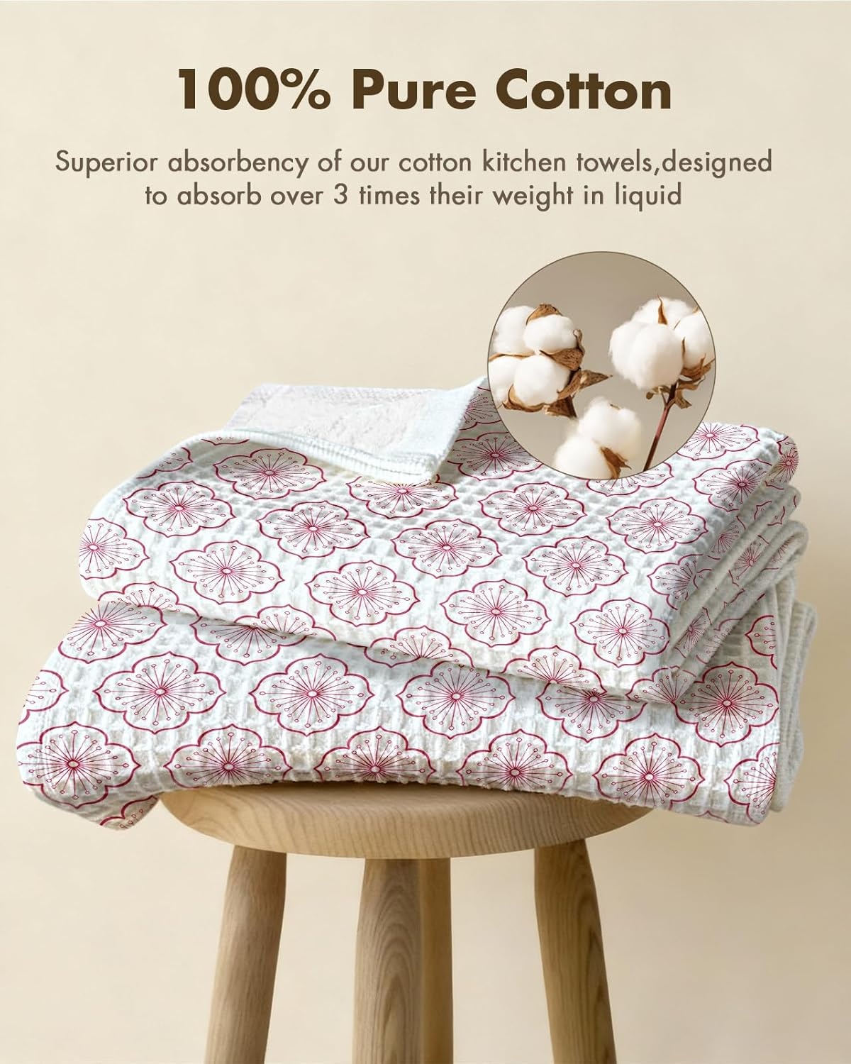 image:imageMiss Adola Cotton Waffle Kitchen Towels Cute 370 GSM 16x25 Inch Terry Cloth Waffle Decorative Dishcloth for Kitchen Set of 2 with Hanging Loops Absorbent Hand Tea Towel for Home Design FishSakura