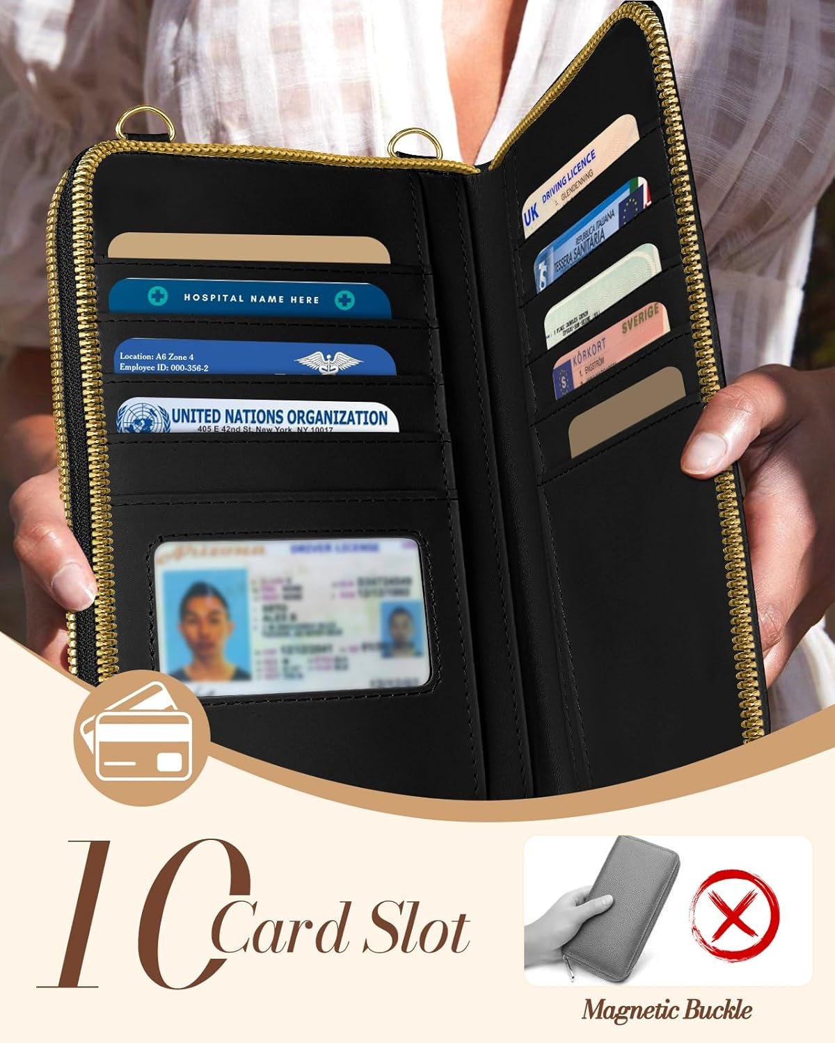image:imageMiss Adola Crossbody Phone Purse for Women Cute Small Bags Cellphone Wallet RFID Blocking with Strap Zipper and Card SlotsBlack