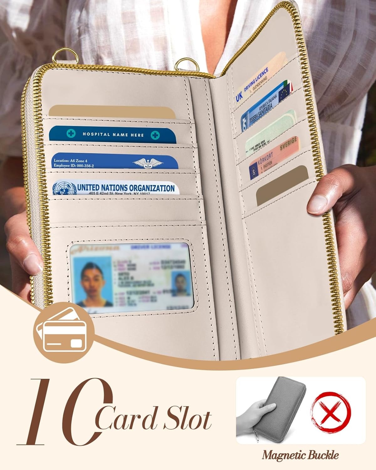 image:imageMiss Adola Crossbody Phone Purse for Women Cute Small Bags Cellphone Wallet RFID Blocking with Strap Zipper and Card SlotsGold