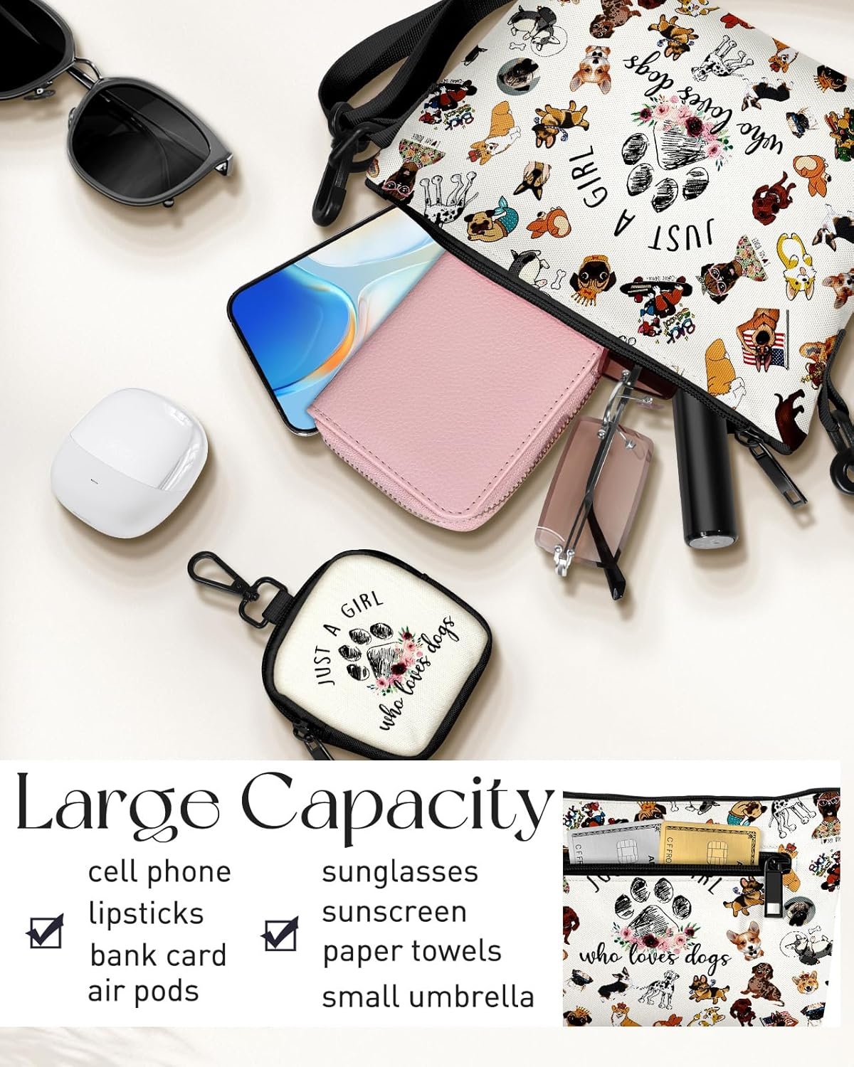 image:imageMiss Adola Cute Crossbody Bags for Women Fashion Design Aesthetic Small Cross Body Bag Cell Phone Purse Wallet Shoulder Pouch for Ladies Teen Girls Female for Travel Daily Shopping Little Dog Puppy