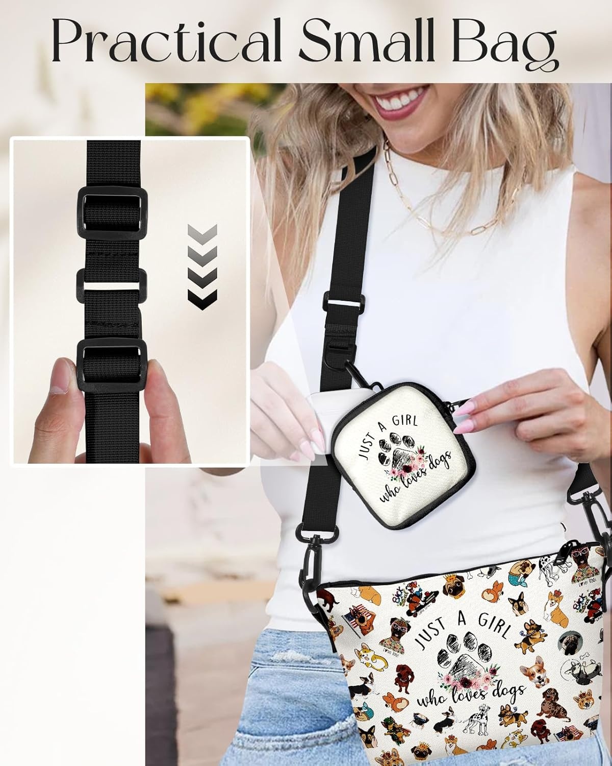 image:imageMiss Adola Cute Crossbody Bags for Women Fashion Design Aesthetic Small Cross Body Bag Cell Phone Purse Wallet Shoulder Pouch for Ladies Teen Girls Female for Travel Daily Shopping Little Dog Puppy