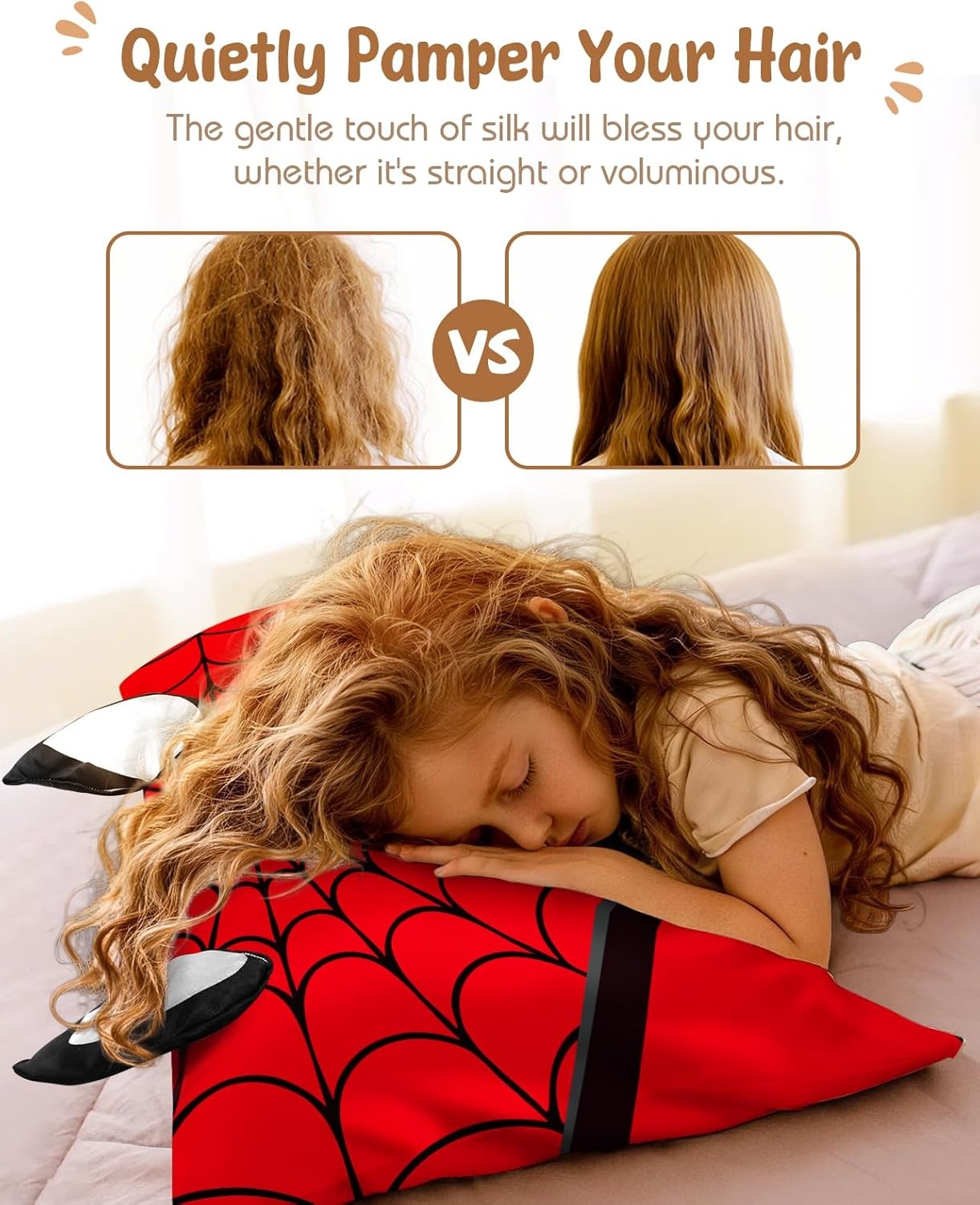 image:imageMiss Adola Kids Pillowcases Standard Size 20x26 Cute Cartoon Soft Breathable Silk Pillow Cases for Hair and Skin with Hidden Zipper for Girls Fun Kawaii Design for Bedding Fish TailRed