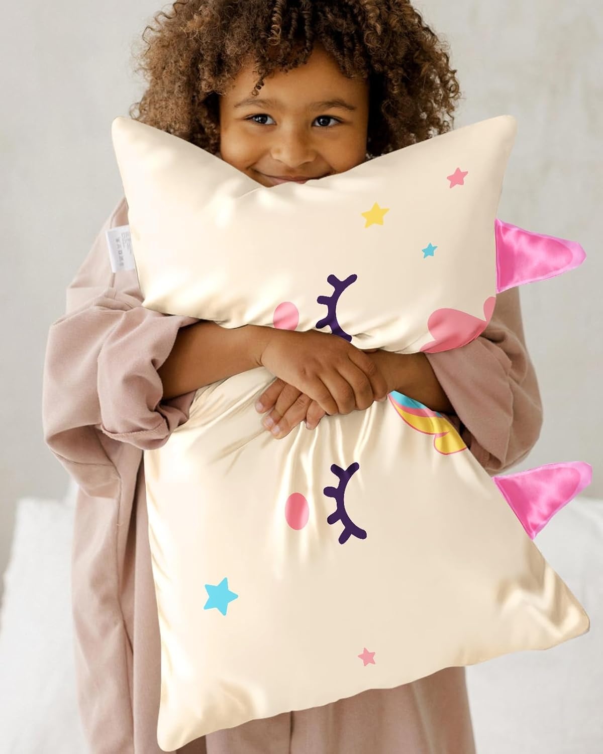 image:imageMiss Adola Kids Pillowcases Standard Size 20x26 Cute Cartoon Soft Breathable Silk Pillow Cases for Hair and Skin with Hidden Zipper for Girls Fun Kawaii Design for Bedding Fish TailWhite Unicorn