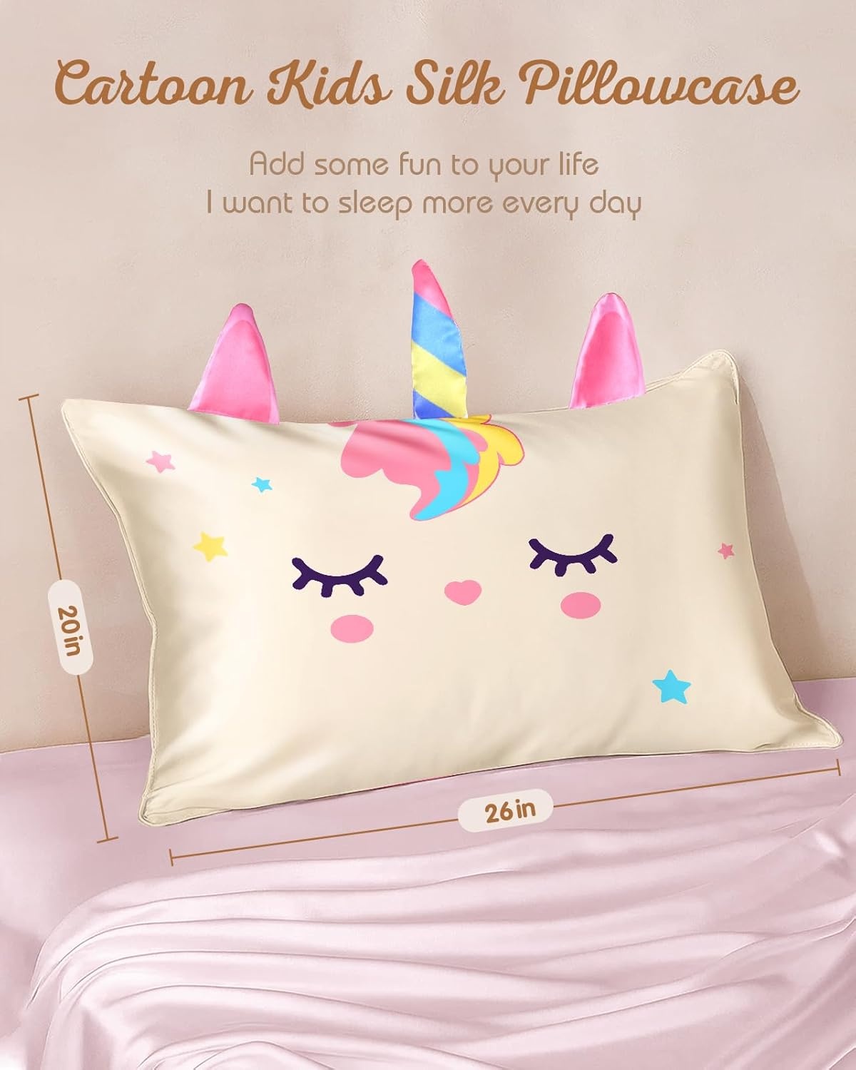 image:imageMiss Adola Kids Pillowcases Standard Size 20x26 Cute Cartoon Soft Breathable Silk Pillow Cases for Hair and Skin with Hidden Zipper for Girls Fun Kawaii Design for Bedding Fish TailWhite Unicorn