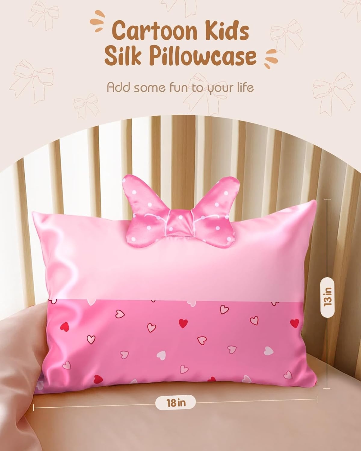 image:imageMiss Adola Kids Pillowcases Standard Size 20x26 Cute Cartoon Soft Breathable Silk Pillow Cases for Hair and Skin with Hidden Zipper for Girls Fun Kawaii Design for Bedding Fish TailPoint Bow