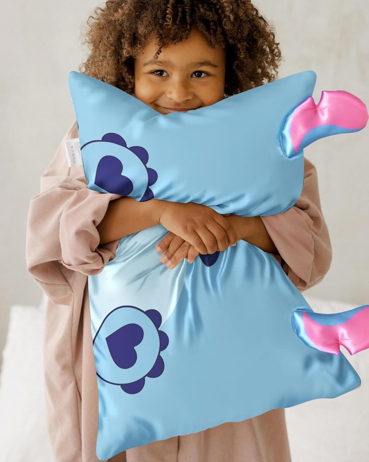 image:imageMiss Adola Kids Pillowcases Standard Size 20x26 Cute Cartoon Soft Breathable Silk Pillow Cases for Hair and Skin with Hidden Zipper for Girls Fun Kawaii Design for Bedding Fish TailHeart Blue