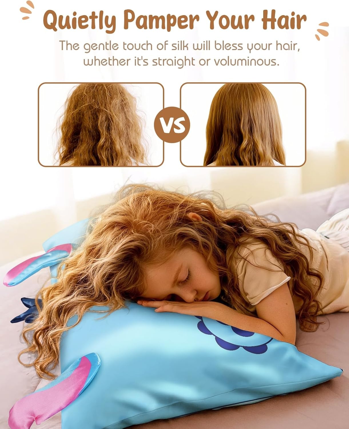 image:imageMiss Adola Kids Pillowcases Standard Size 20x26 Cute Cartoon Soft Breathable Silk Pillow Cases for Hair and Skin with Hidden Zipper for Girls Fun Kawaii Design for Bedding Fish TailHeart Blue