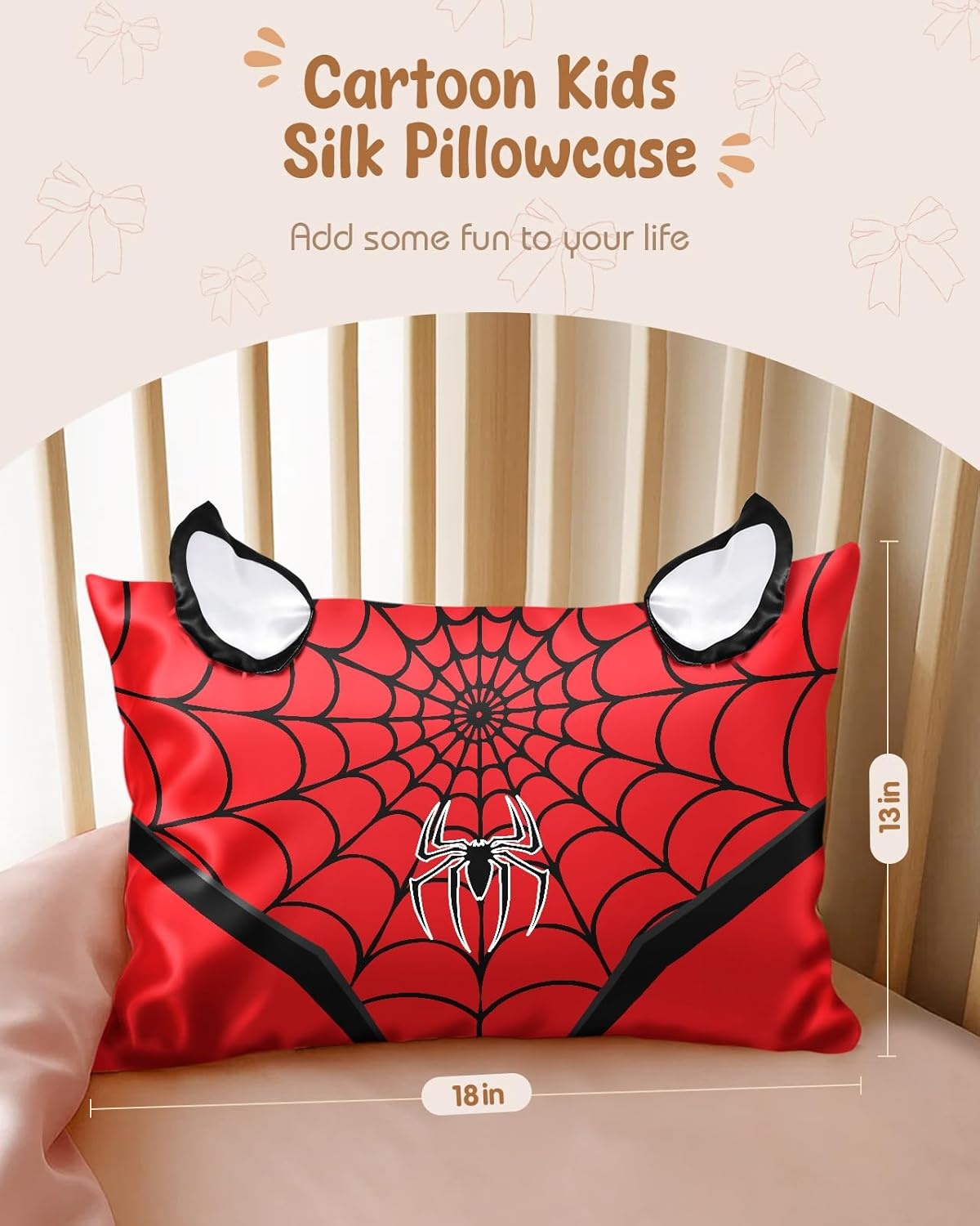 image:imageMiss Adola Kids Pillowcases Standard Size 20x26 Cute Cartoon Soft Breathable Silk Pillow Cases for Hair and Skin with Hidden Zipper for Girls Fun Kawaii Design for Bedding Fish TailRed