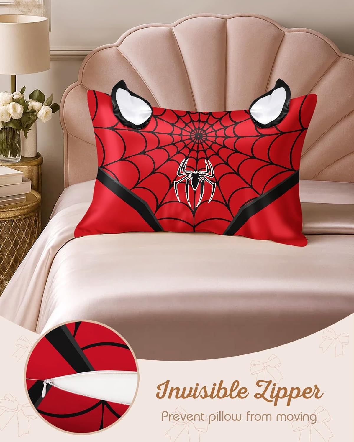 image:imageMiss Adola Kids Pillowcases Standard Size 20x26 Cute Cartoon Soft Breathable Silk Pillow Cases for Hair and Skin with Hidden Zipper for Girls Fun Kawaii Design for Bedding Fish TailRed