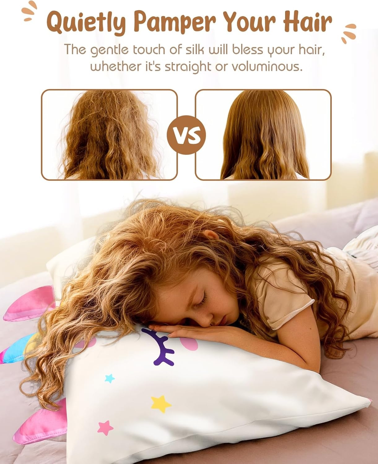 image:imageMiss Adola Kids Pillowcases Standard Size 20x26 Cute Cartoon Soft Breathable Silk Pillow Cases for Hair and Skin with Hidden Zipper for Girls Fun Kawaii Design for Bedding Fish TailWhite Unicorn