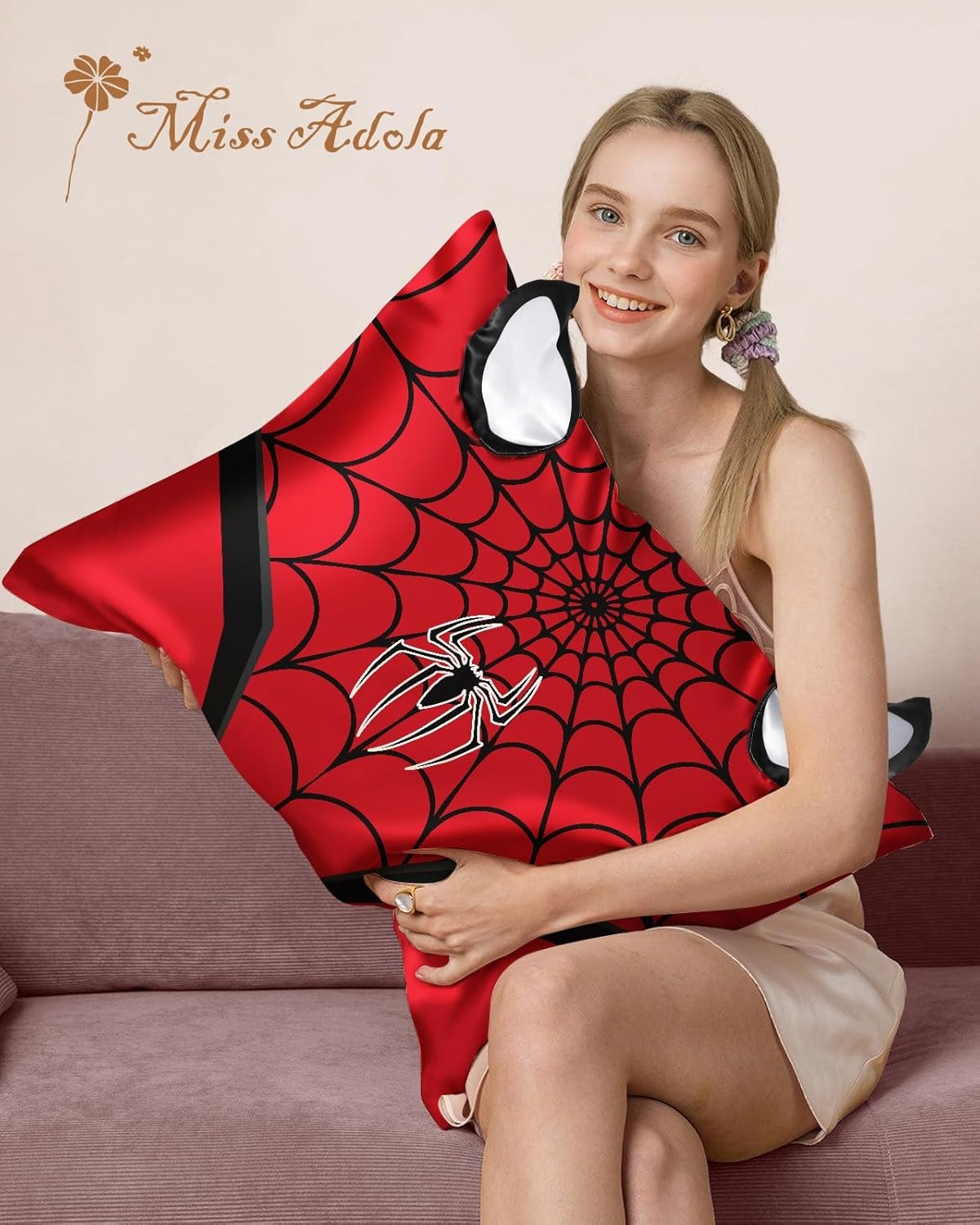 image:imageMiss Adola Kids Pillowcases Standard Size 20x26 Cute Cartoon Soft Breathable Silk Pillow Cases for Hair and Skin with Hidden Zipper for Girls Fun Kawaii Design for Bedding Fish TailRed