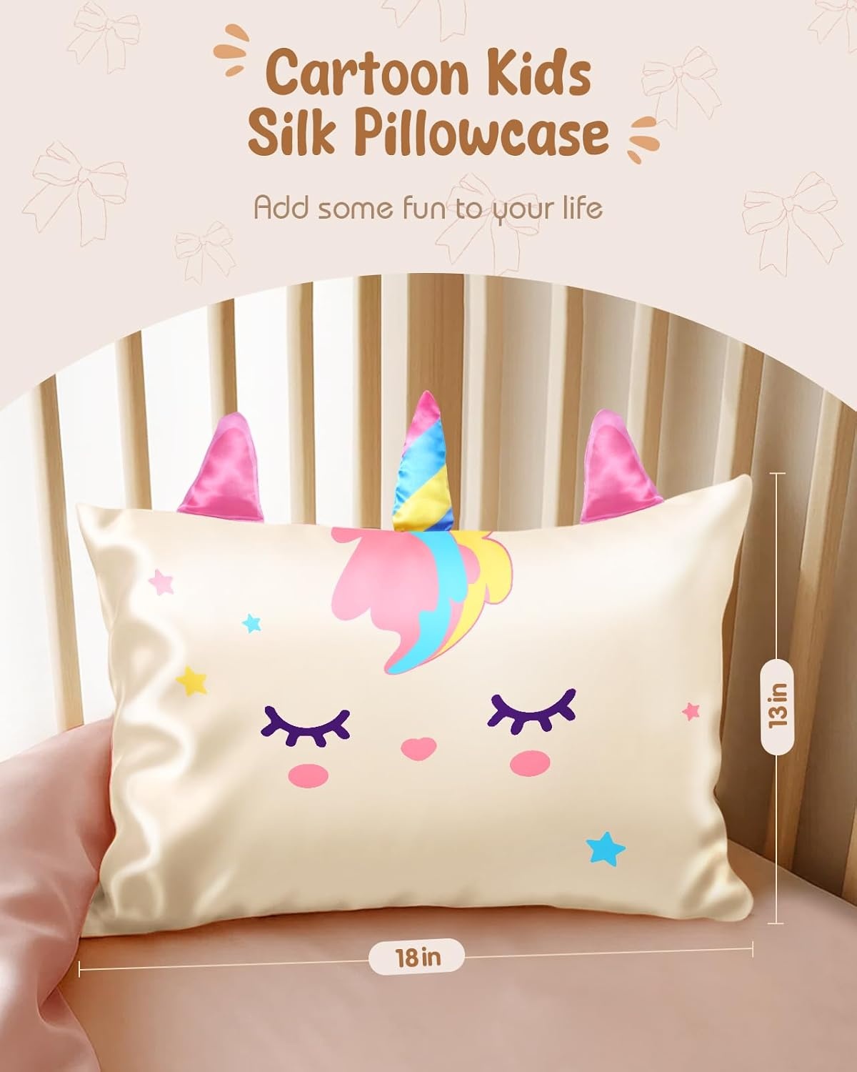 image:imageMiss Adola Kids Pillowcases Standard Size 20x26 Cute Cartoon Soft Breathable Silk Pillow Cases for Hair and Skin with Hidden Zipper for Girls Fun Kawaii Design for Bedding Fish TailWhite Unicorn