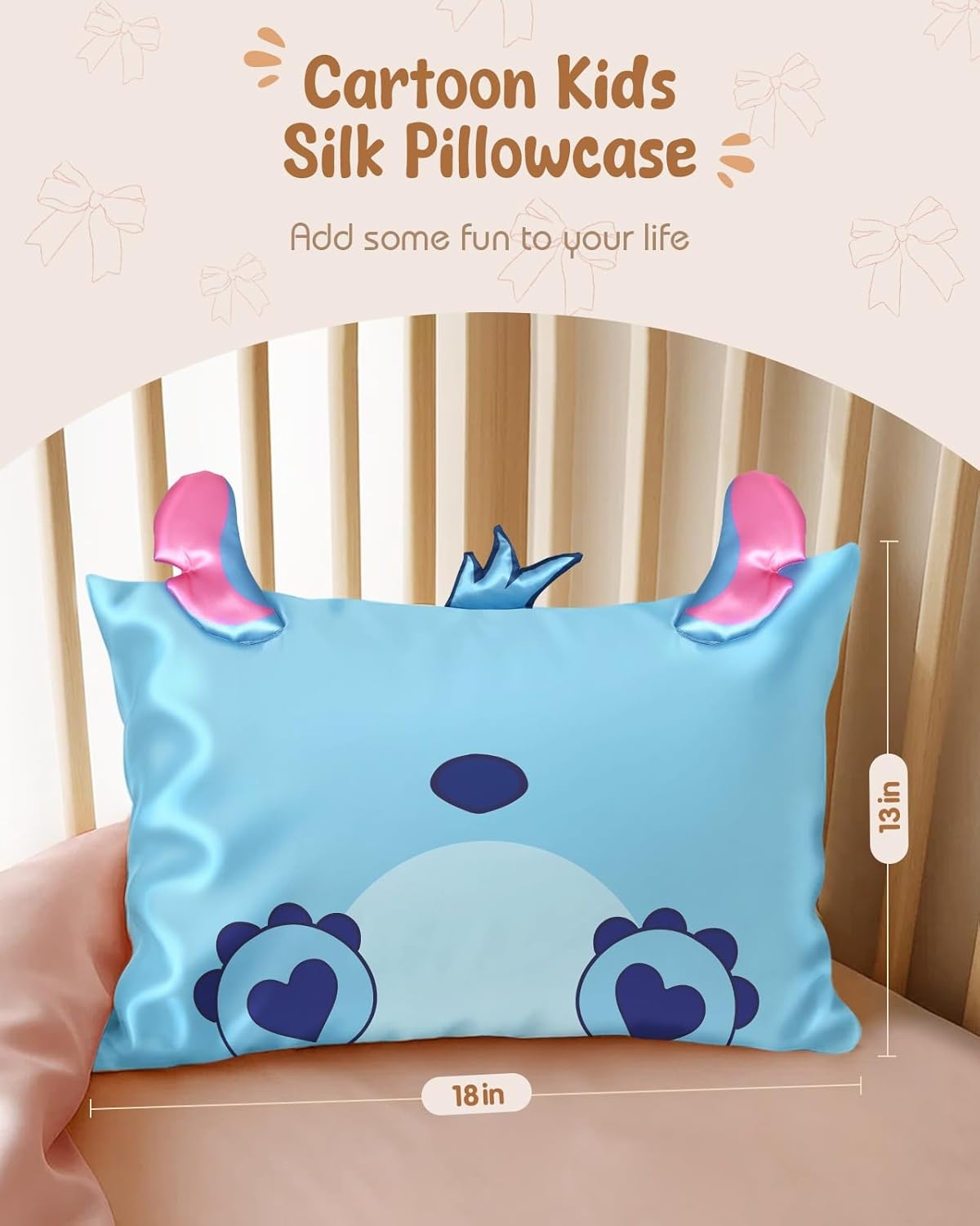 image:imageMiss Adola Kids Pillowcases Standard Size 20x26 Cute Cartoon Soft Breathable Silk Pillow Cases for Hair and Skin with Hidden Zipper for Girls Fun Kawaii Design for Bedding Fish TailHeart Blue