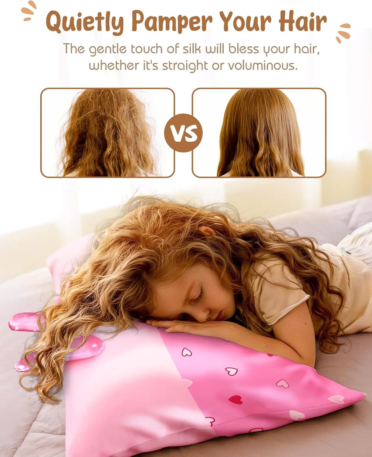 image:imageMiss Adola Kids Pillowcases Standard Size 20x26 Cute Cartoon Soft Breathable Silk Pillow Cases for Hair and Skin with Hidden Zipper for Girls Fun Kawaii Design for Bedding Fish TailPoint Bow