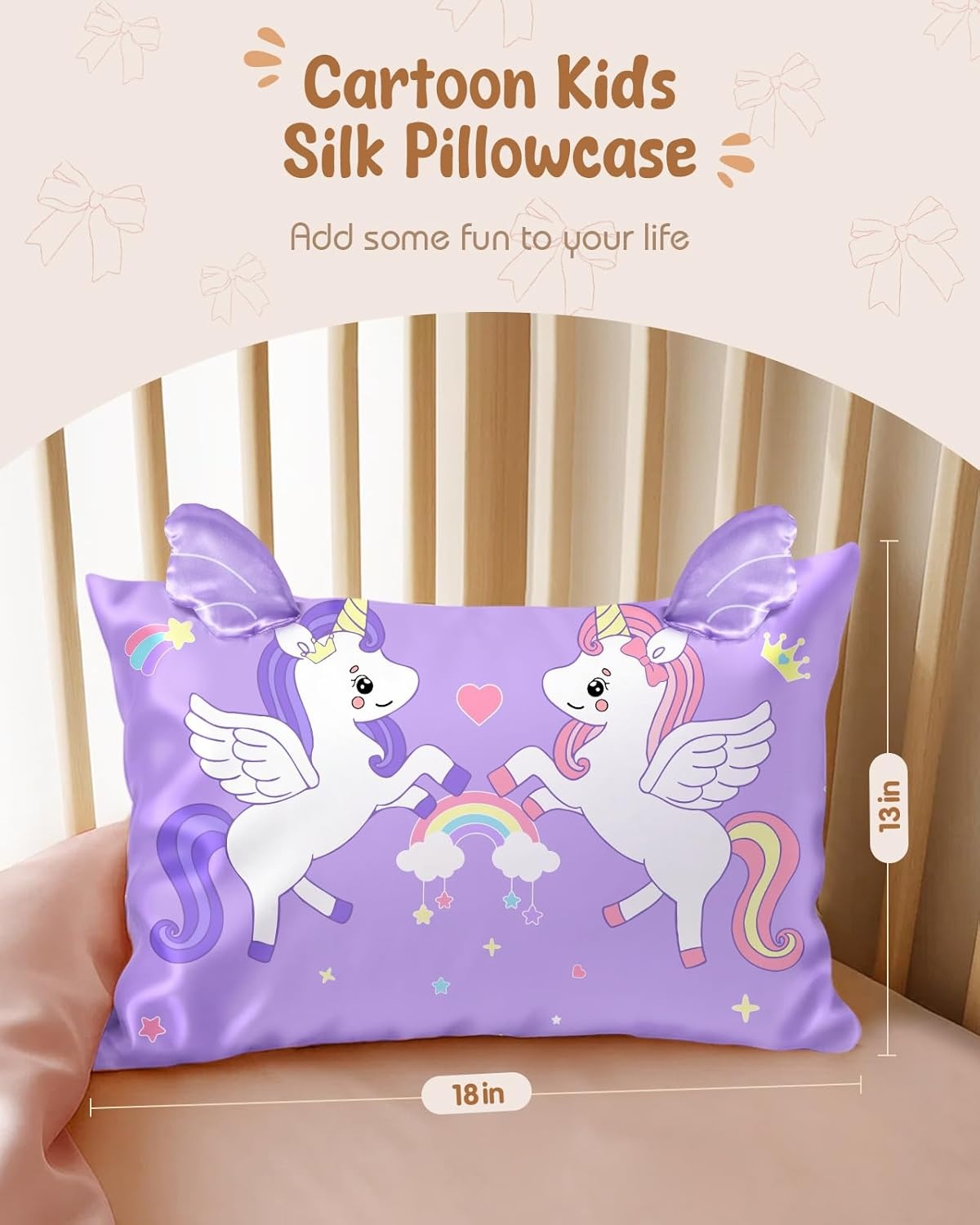 image:imageMiss Adola Kids Pillowcases Standard Size 20x26 Cute Cartoon Soft Breathable Silk Pillow Cases for Hair and Skin with Hidden Zipper for Girls Fun Kawaii Design for Bedding Fish TailWo Unicorns