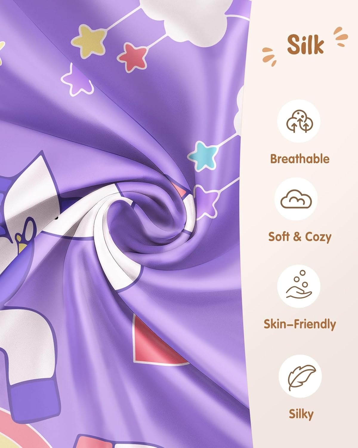 image:imageMiss Adola Kids Pillowcases Standard Size 20x26 Cute Cartoon Soft Breathable Silk Pillow Cases for Hair and Skin with Hidden Zipper for Girls Fun Kawaii Design for Bedding Fish TailWo Unicorns