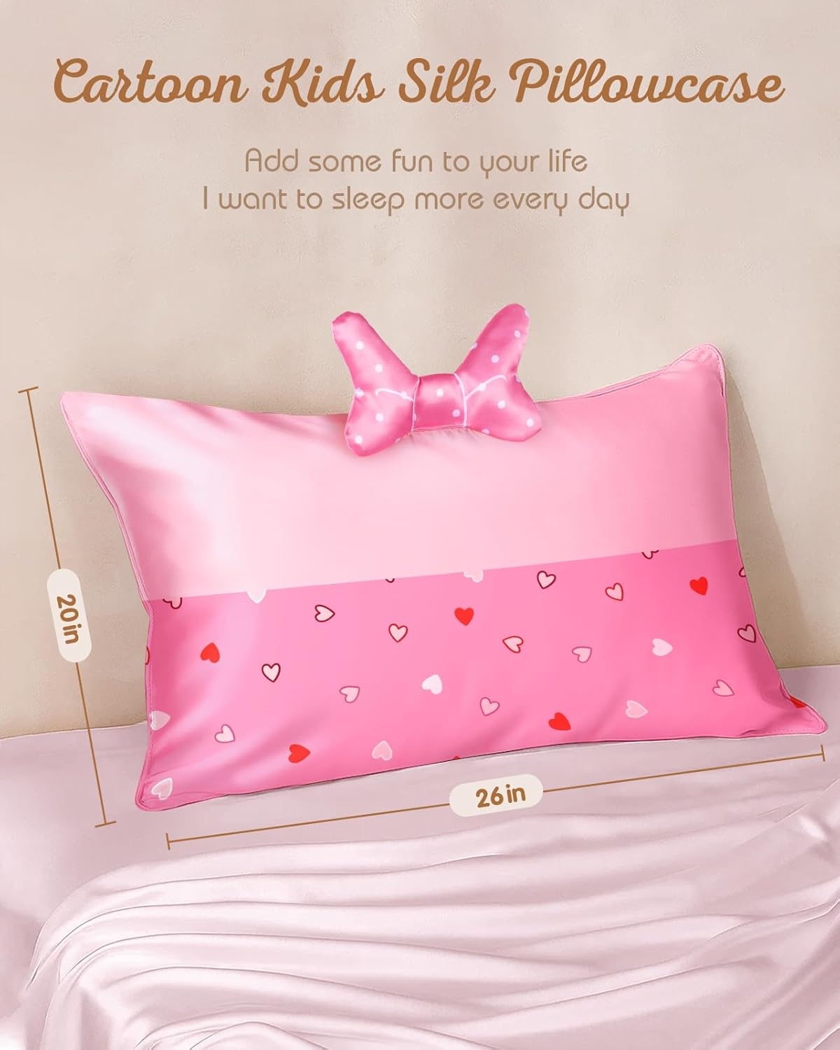 image:imageMiss Adola Kids Pillowcases Standard Size 20x26 Cute Cartoon Soft Breathable Silk Pillow Cases for Hair and Skin with Hidden Zipper for Girls Fun Kawaii Design for Bedding Fish TailPoint Bow