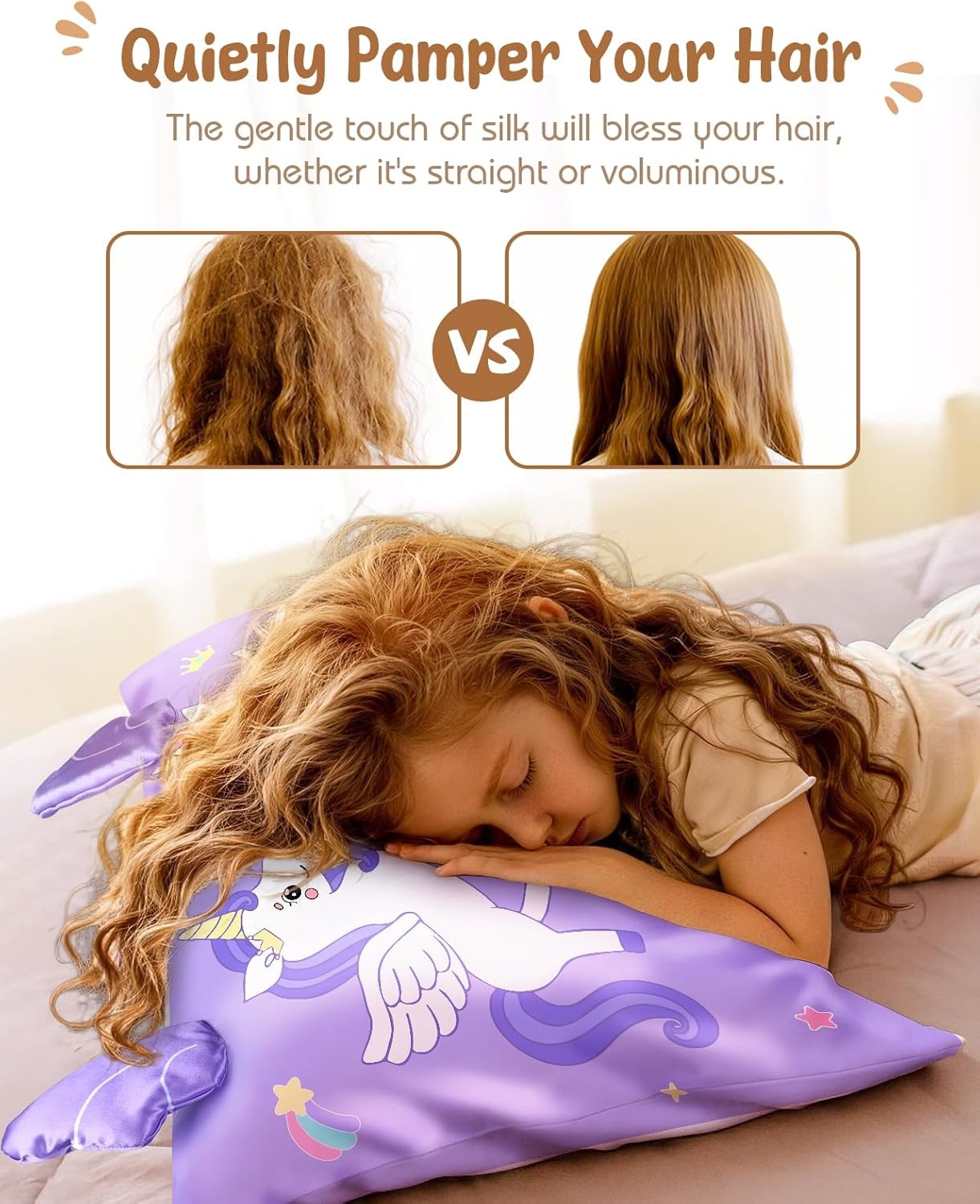 image:imageMiss Adola Kids Pillowcases Standard Size 20x26 Cute Cartoon Soft Breathable Silk Pillow Cases for Hair and Skin with Hidden Zipper for Girls Fun Kawaii Design for Bedding Fish TailWo Unicorn