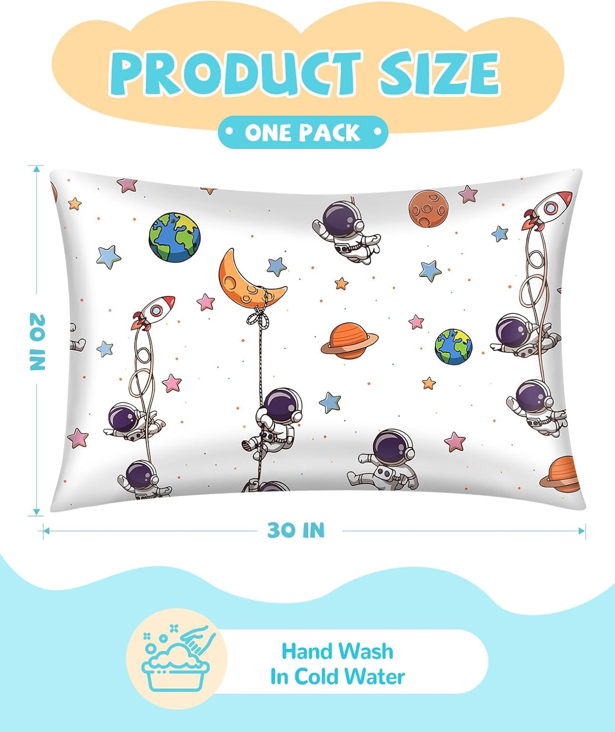 image:imageMiss Adola Kids Silk Pillowcase 1Pc Queen Size 30 x 20 Inches 19 Momme Mulberry Silk Pillow Case with Hidden Zipper for Toddlers Teens Girls Boys Hair and Skin Strawberry CatWhite Astronaut