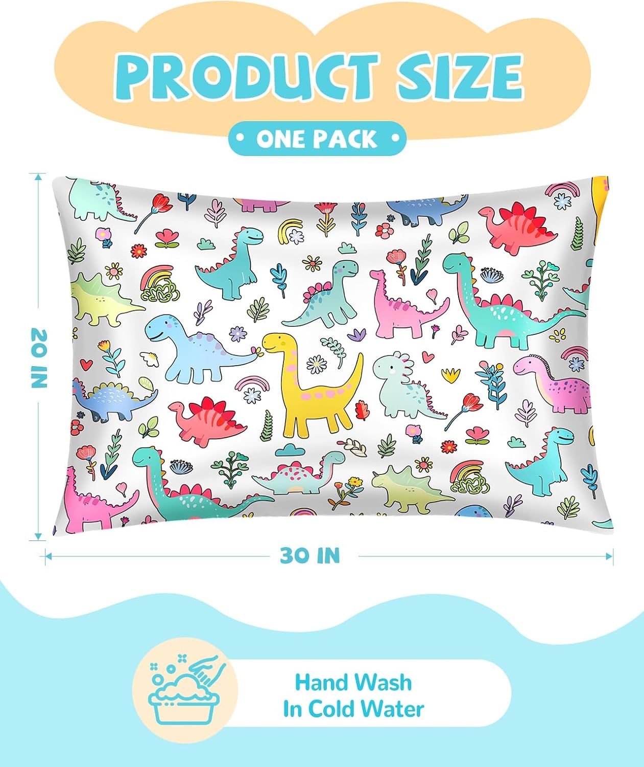 image:imageMiss Adola Kids Silk Pillowcase 1Pc Queen Size 30 x 20 Inches 19 Momme Mulberry Silk Pillow Case with Hidden Zipper for Toddlers Teens Girls Boys Hair and Skin Strawberry CatColorful Dinosaur
