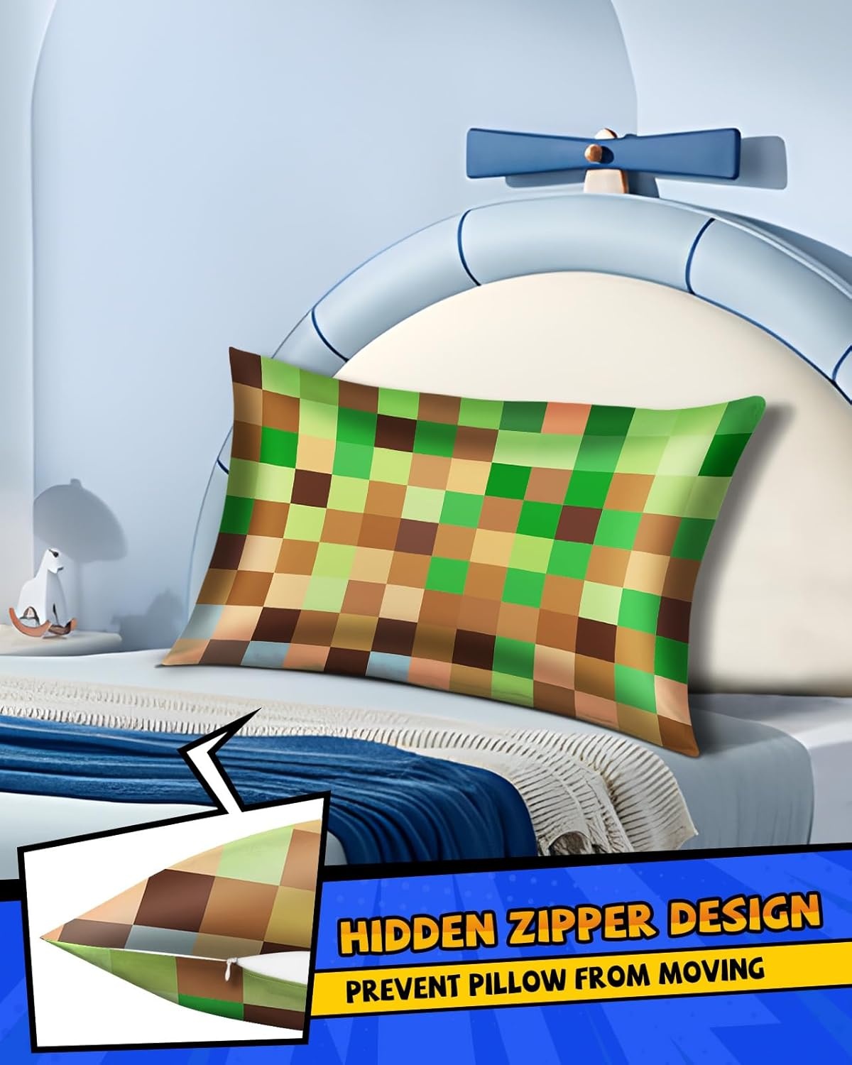 image:imageMiss Adola Kids Silk Pillowcase 1Pc Queen Size 30 x 20 Inches 19 Momme Mulberry Silk Pillow Case with Hidden Zipper for Toddlers Teens Girls Boys Hair and Skin Strawberry CatGreen Brown Check
