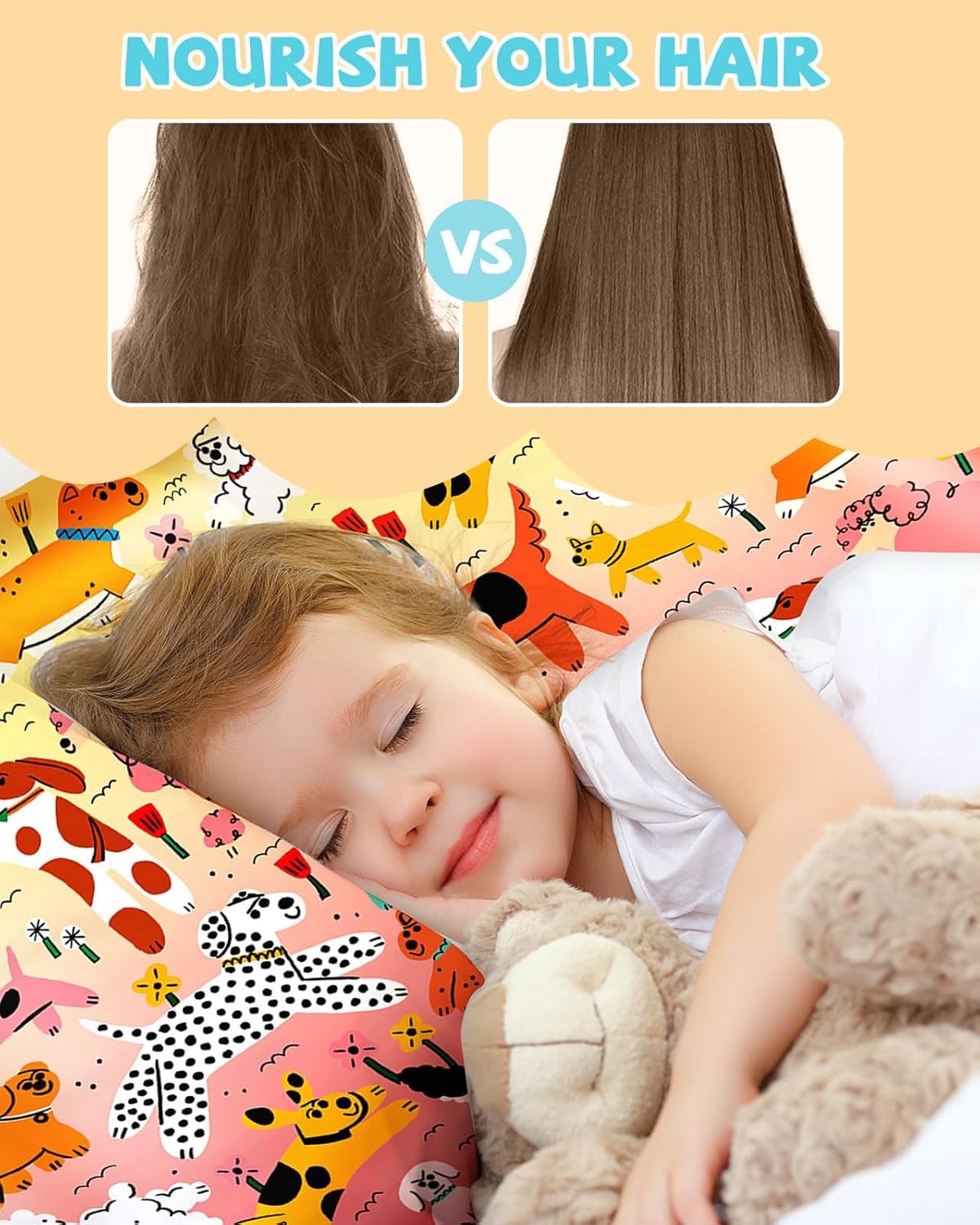 image:imageMiss Adola Kids Silk Pillowcase 1Pc Queen Size 30 x 20 Inches 19 Momme Mulberry Silk Pillow Case with Hidden Zipper for Toddlers Teens Girls Boys Hair and Skin Strawberry CatPuppy Series