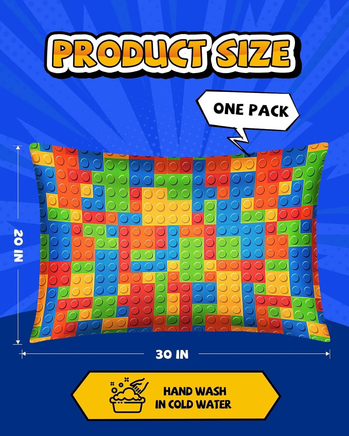image:imageMiss Adola Kids Silk Pillowcase 1Pc Queen Size 30 x 20 Inches 19 Momme Mulberry Silk Pillow Case with Hidden Zipper for Toddlers Teens Girls Boys Hair and Skin Strawberry CatColorful Blocks