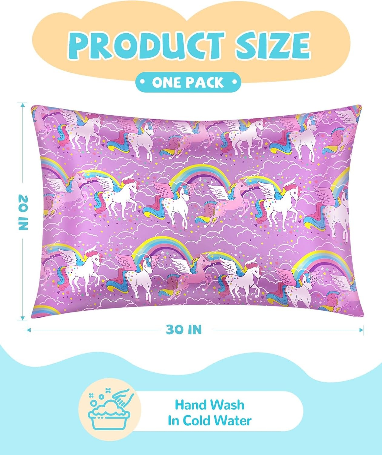 image:imageMiss Adola Kids Silk Pillowcase 1Pc Queen Size 30 x 20 Inches 19 Momme Mulberry Silk Pillow Case with Hidden Zipper for Toddlers Teens Girls Boys Hair and Skin Strawberry CatRainbow Unicorn