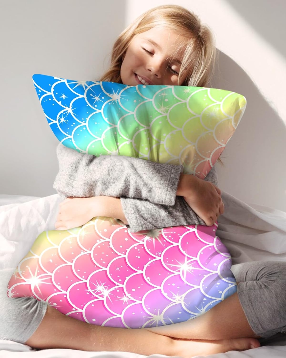 image:imageMiss Adola Kids Silk Pillowcase 1Pc Queen Size 30 x 20 Inches 19 Momme Mulberry Silk Pillow Case with Hidden Zipper for Toddlers Teens Girls Boys Hair and Skin Strawberry CatColorful Scales