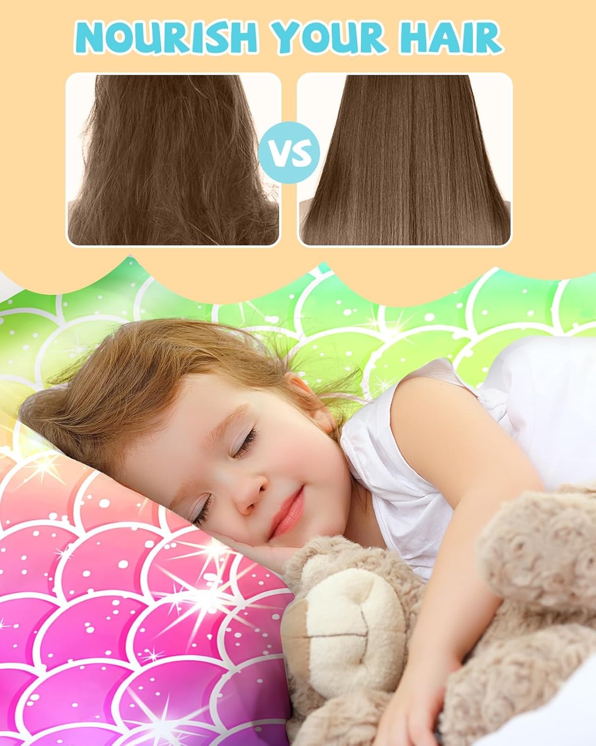 image:imageMiss Adola Kids Silk Pillowcase 1Pc Queen Size 30 x 20 Inches 19 Momme Mulberry Silk Pillow Case with Hidden Zipper for Toddlers Teens Girls Boys Hair and Skin Strawberry CatColorful Scales