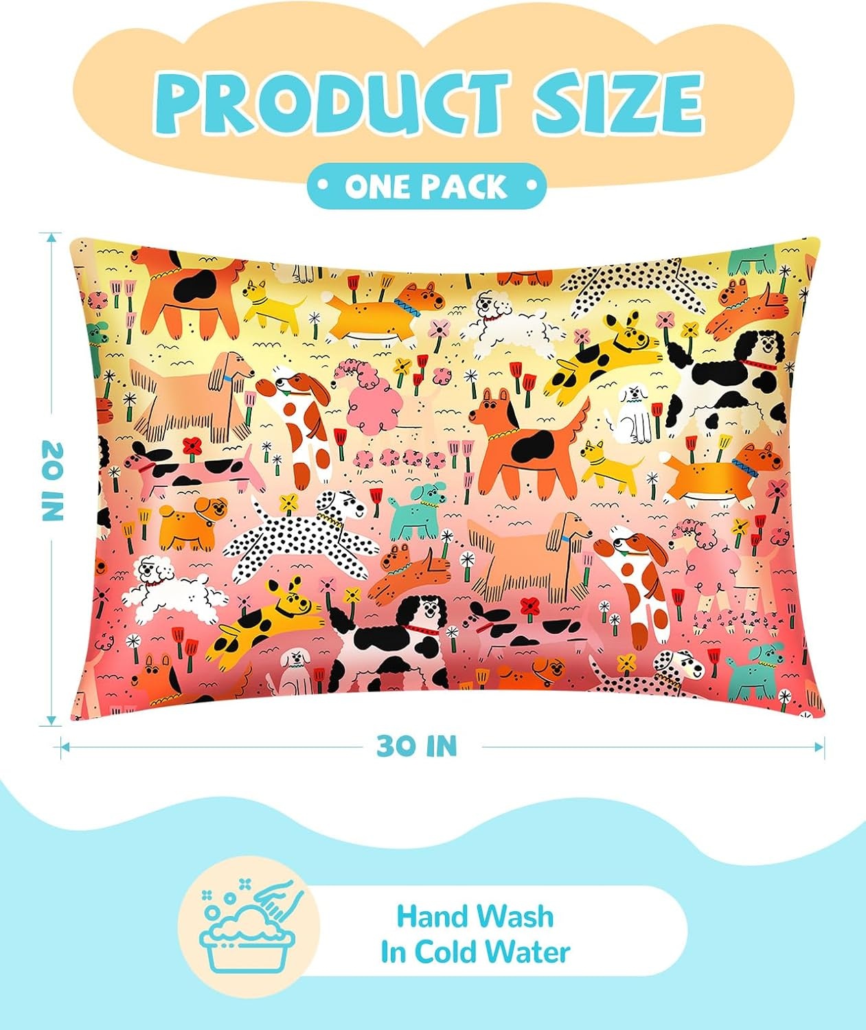 image:imageMiss Adola Kids Silk Pillowcase 1Pc Queen Size 30 x 20 Inches 19 Momme Mulberry Silk Pillow Case with Hidden Zipper for Toddlers Teens Girls Boys Hair and Skin Strawberry CatPuppy Series