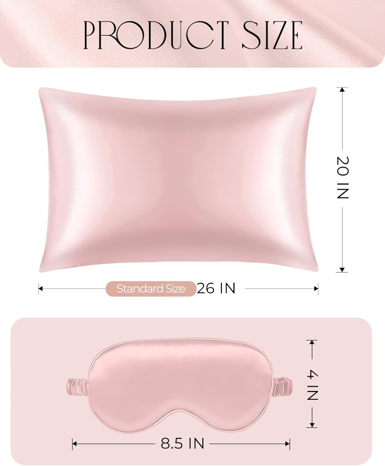 image:imageMiss Adola Mulberry Silk Pillowcase Set 1 Pc Silk Pillowcase with Eye Mask amp Scrunchie Soft Standard 20x26 Pillow Case for Hair and Skin Sleeping Gift for Women Blush PinkPink