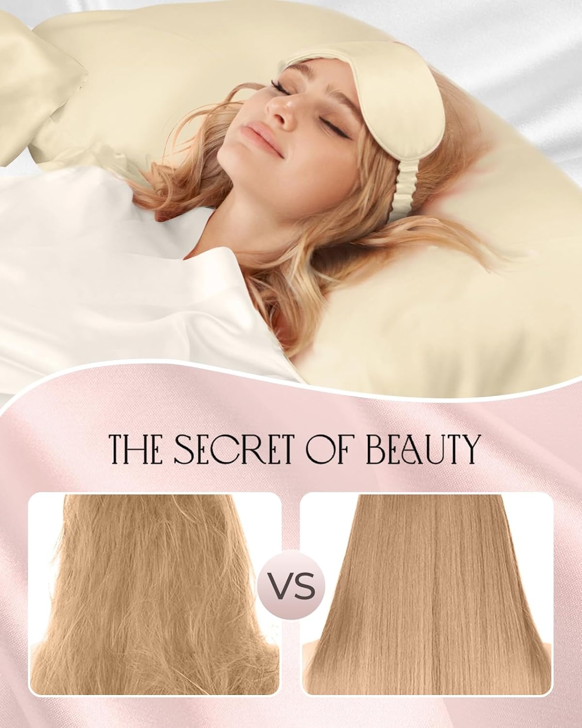 image:imageMiss Adola Mulberry Silk Pillowcase Set 1 Pc Silk Pillowcase with Eye Mask amp Scrunchie Soft Standard 20x26 Pillow Case for Hair and Skin Sleeping Gift for Women Blush PinkGold