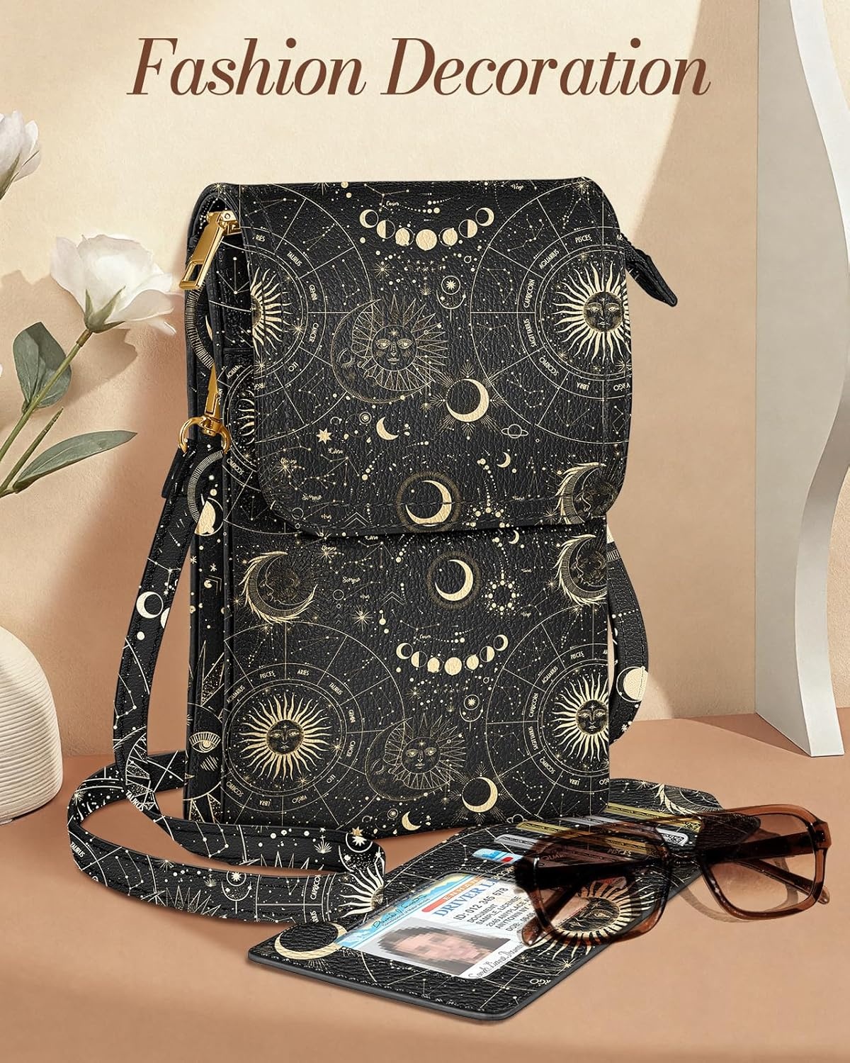 image:imageMiss Adola Small Crossbody Phone Purse for Women Cute Cell Phone Wallet Leather Cross Body Bags with Card Holder SlotConstellation