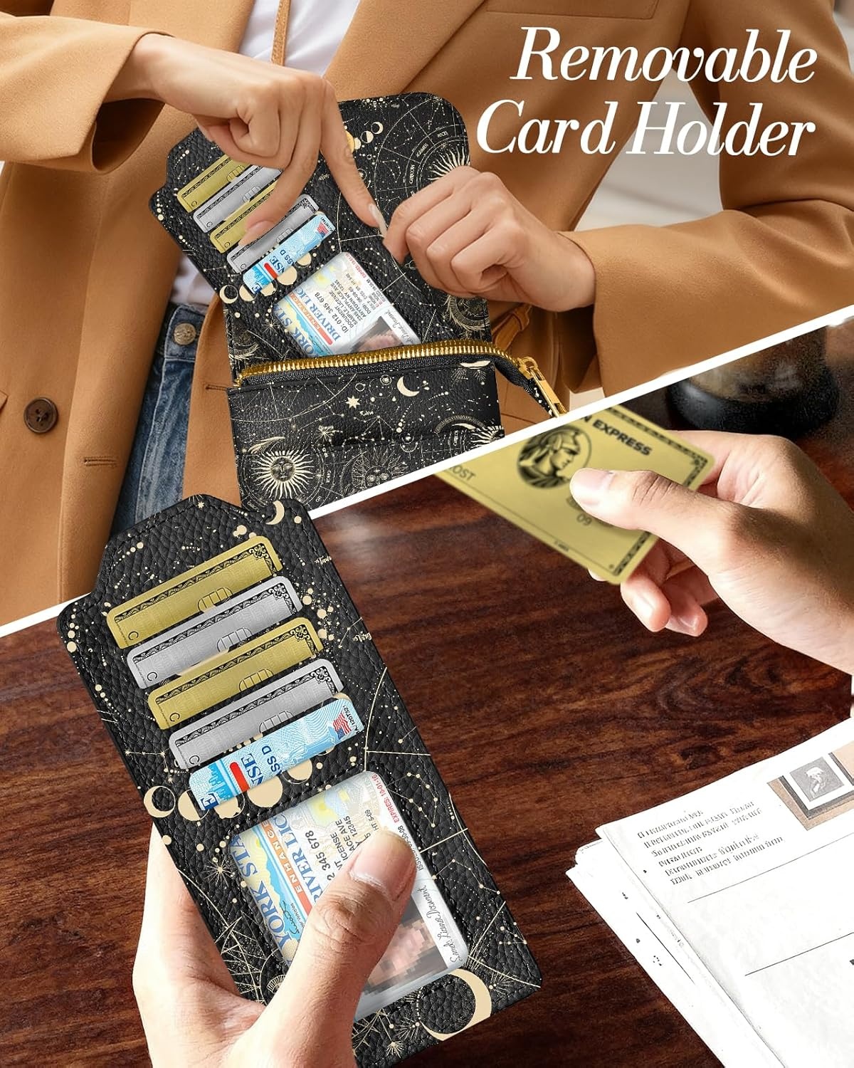 image:imageMiss Adola Small Crossbody Phone Purse for Women Cute Cell Phone Wallet Leather Cross Body Bags with Card Holder SlotConstellation