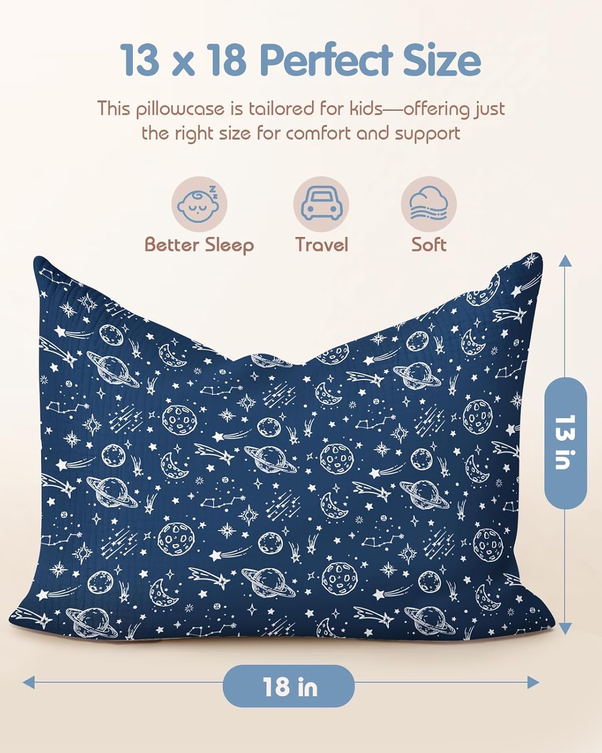 image:imageMiss Adola UltraSoft Cotton Toddler Pillowcase Set of 2 13x18 Breathable Kids Pillow Cases for Sensitive Skin Cute Cartoon with Envelope Closure for Baby Boys Girls Mermaids amp Sky BlueStar Lines